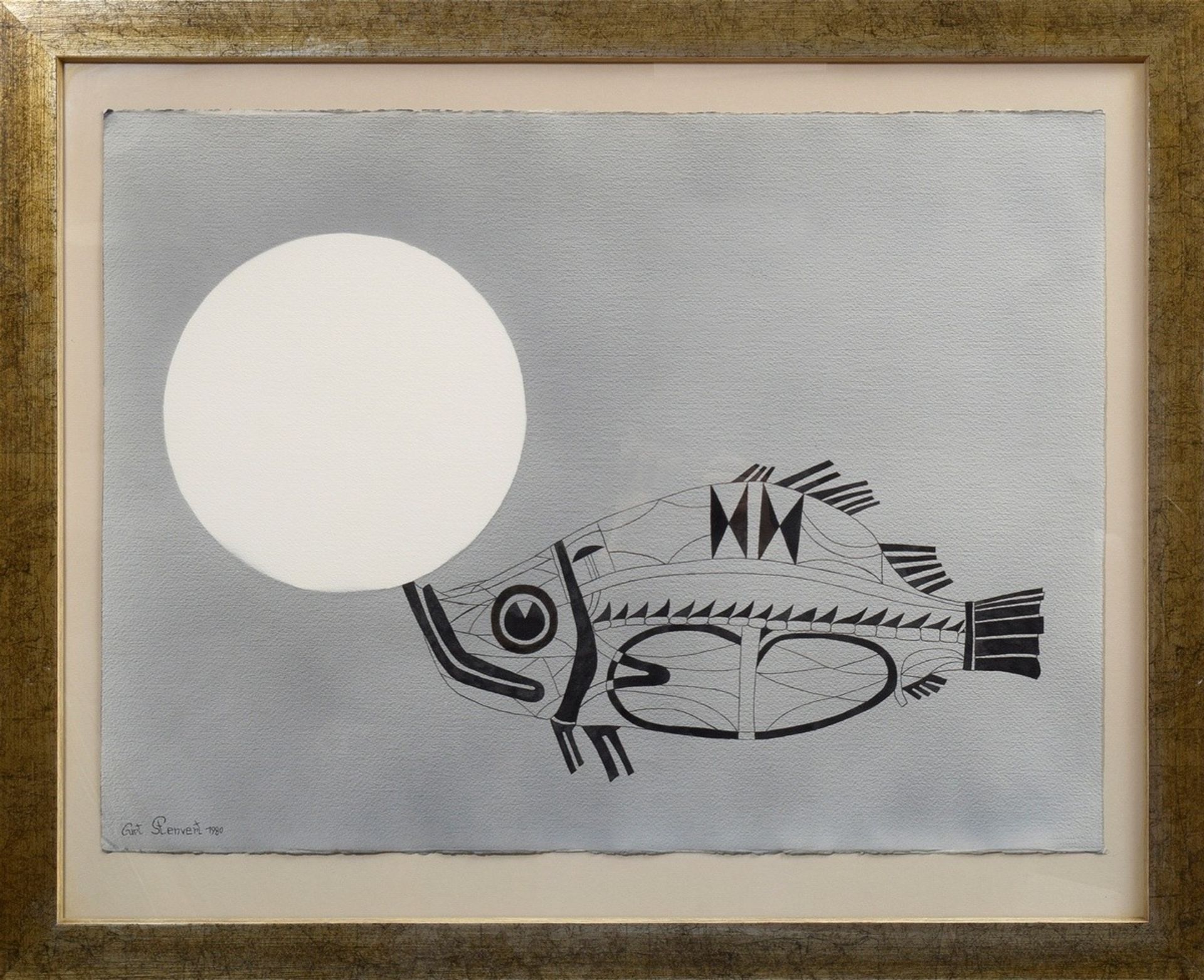 2 Stenvert, Curt (1920-1992) "Fische" 1980, Tint | 2 Stenvert, Curt (1920-1992) "Fishes" 1980, ink/ - Bild 3 aus 7