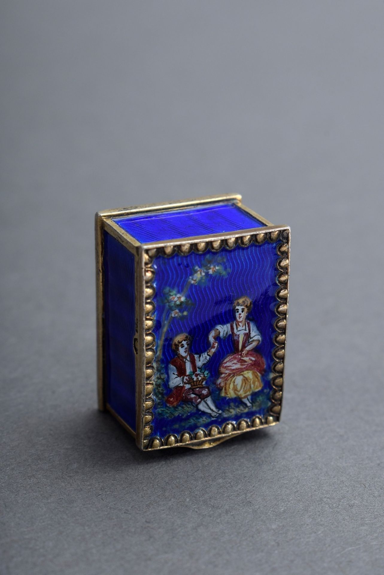 Miniaturkästchen mit fein gemalter "Schäferszene | Miniature box with finely painted "shepherd scen - Image 2 of 5