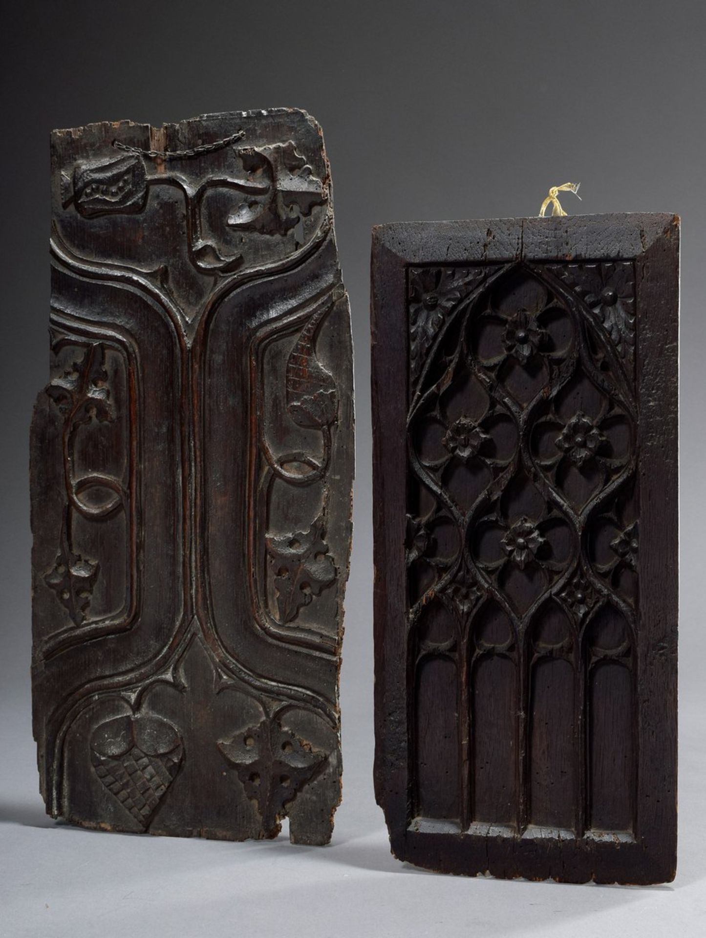 2 Diverse Möbelschnitzerei Fragmente mit florale | 2 Various furniture carving fragments with flora - Bild 2 aus 9