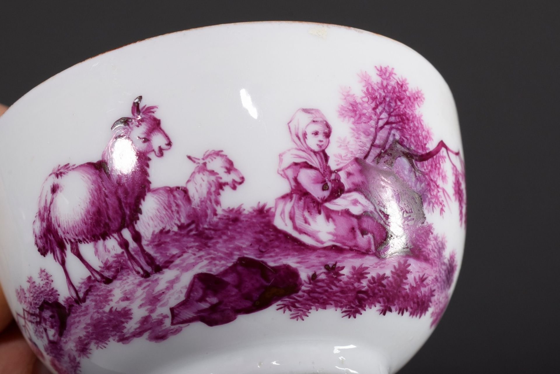 Meissen Tasse/UT mit Purpur Camaieu Malerei "Sch | Meissen cup/bottom with purple camaieu painting - Bild 7 aus 10