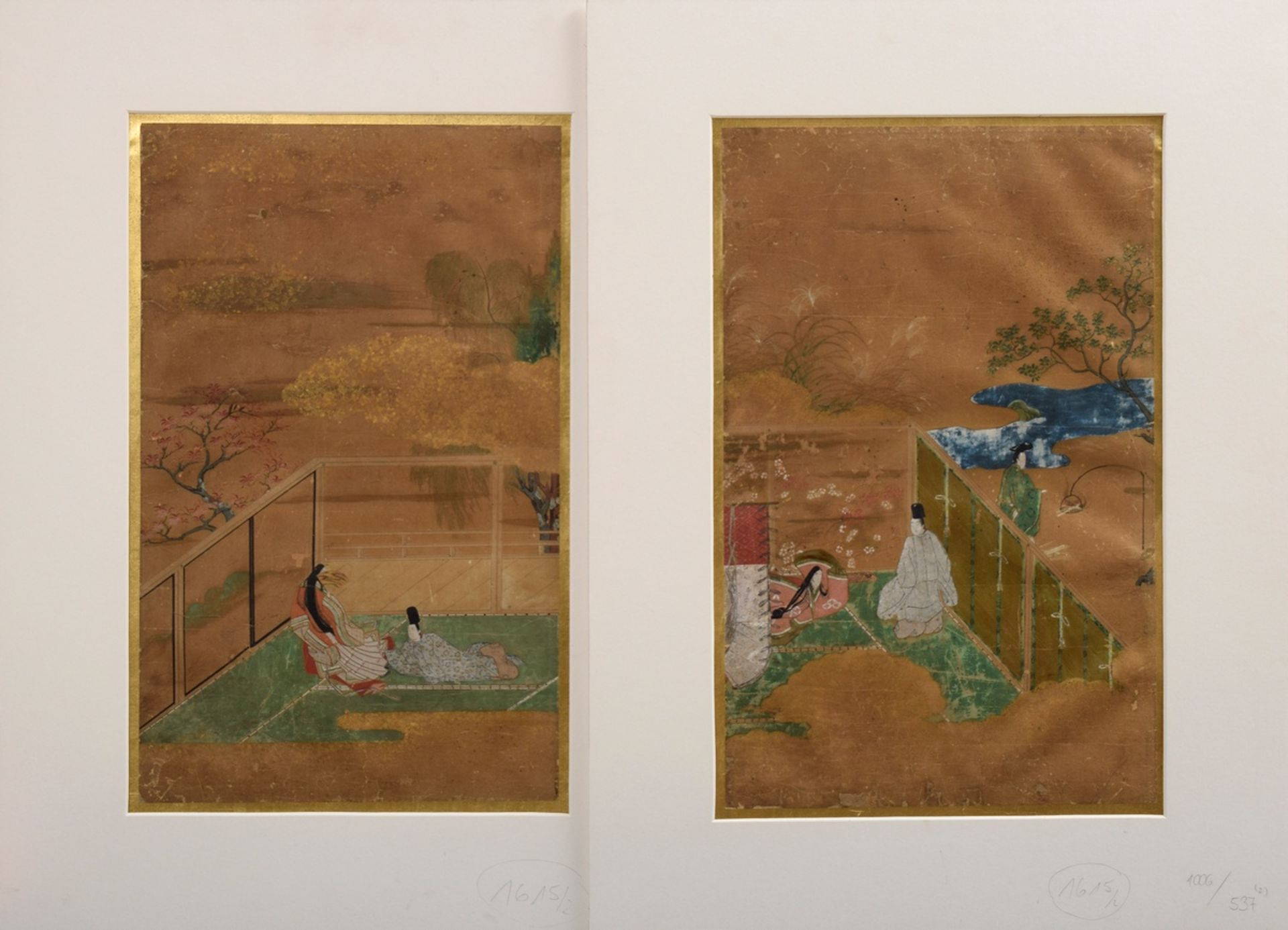 2 Japanische Malereien der Tosa-Schule "Prinz Ge | 2 Japanese paintings of the Tosa School: "Prince