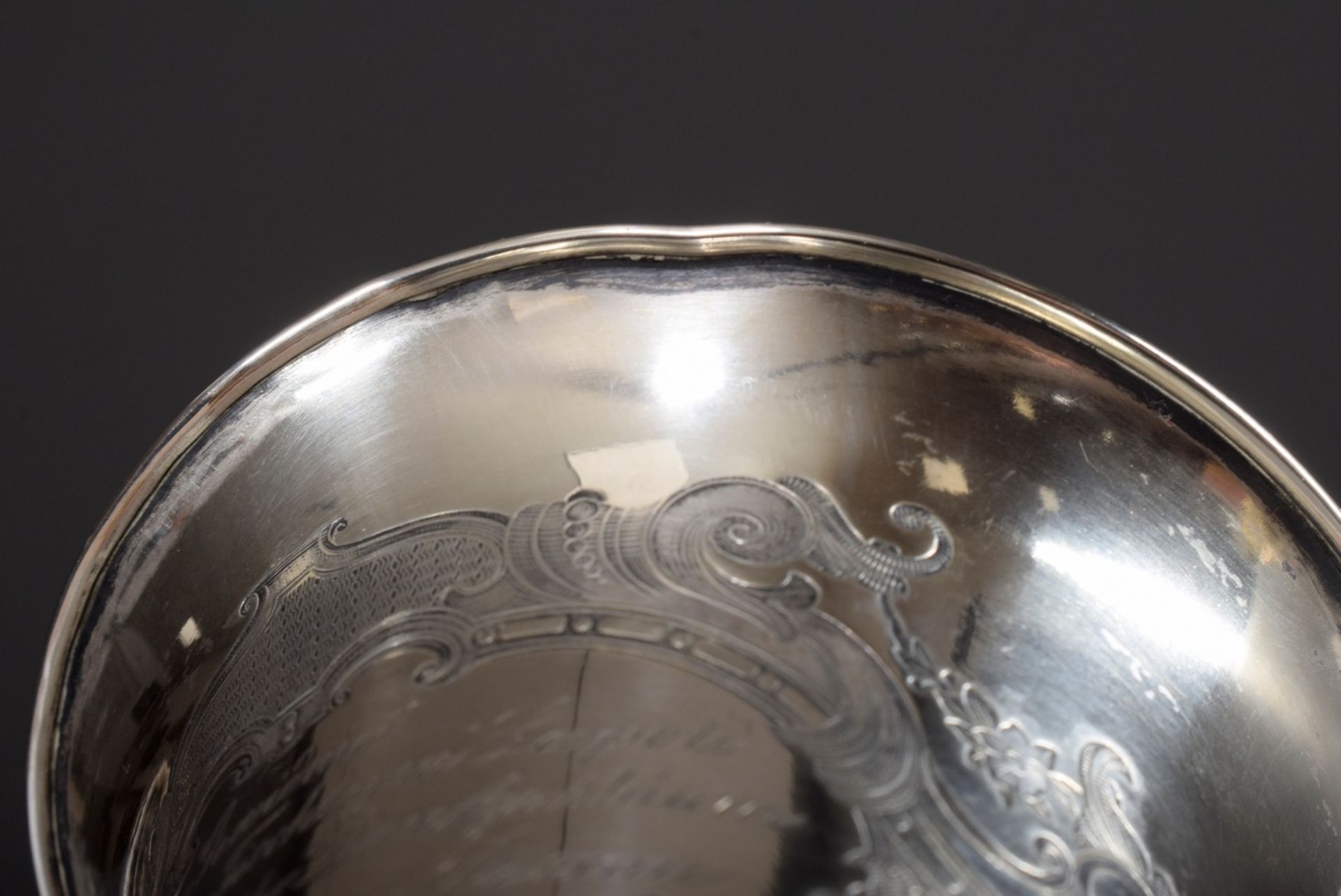 Versilberter Spätbiedermeier Pokal mit gravierte | Silver plated late Biedermeier goblet with engra - Bild 7 aus 7