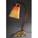 Jugendstil Tischlämpchen mit floralem Bronze Fuß | Art Nouveau table lamp with floral bronze base a