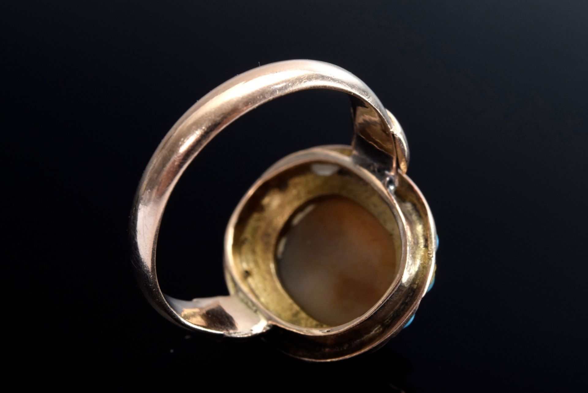 RG 585 Ring mit figürlicher Achatgemme in Türkis Lunette, wohl Venedig um 1820, 4,1g, Gr. 52 - Bild 4 aus 4