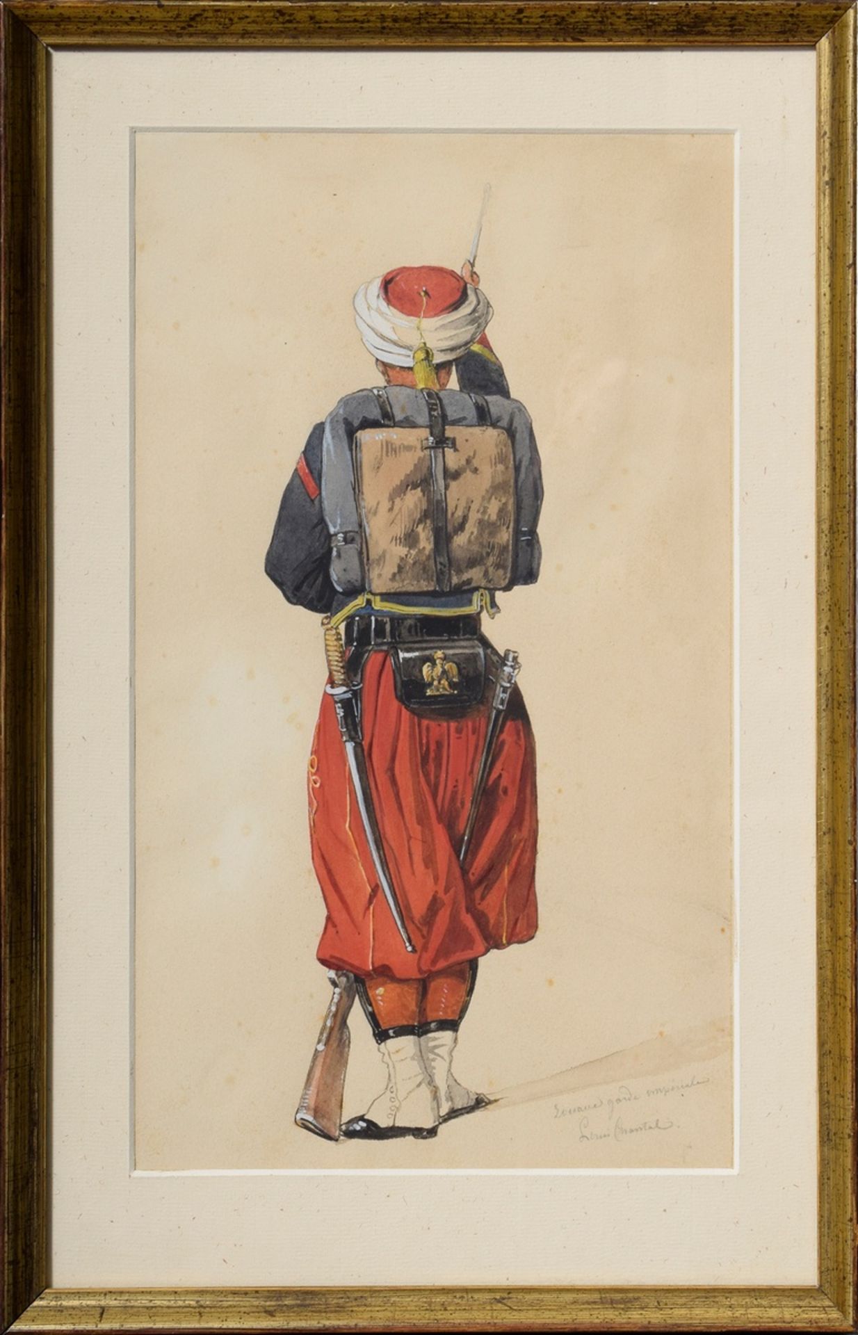 4 Chantal, Louis (1822-1899) "Napoleonische Soldaten (Zouaven)", Bleistift/Aquarell, weiß gehöht, j - Bild 11 aus 11