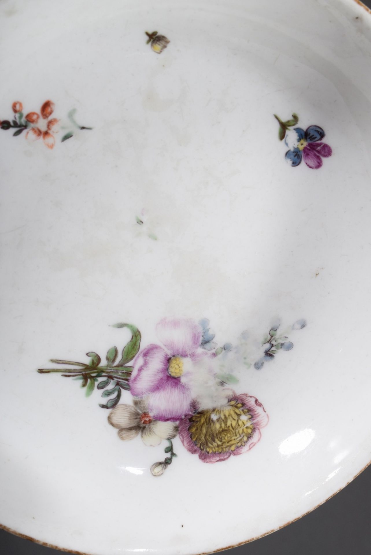 Meissen bouillon cup/saucer with polychrome painting "Blossoms" in four-pocket reserves on purple g - Image 4 of 5