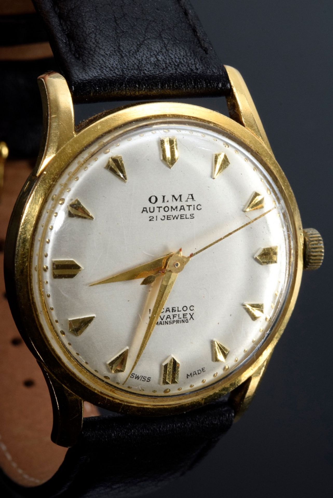 Klassisch elegante GG 750 Herrenarmbanduhr "Olma", Automatic, Mineralglas,  Strich- und Punktindize - Bild 2 aus 4