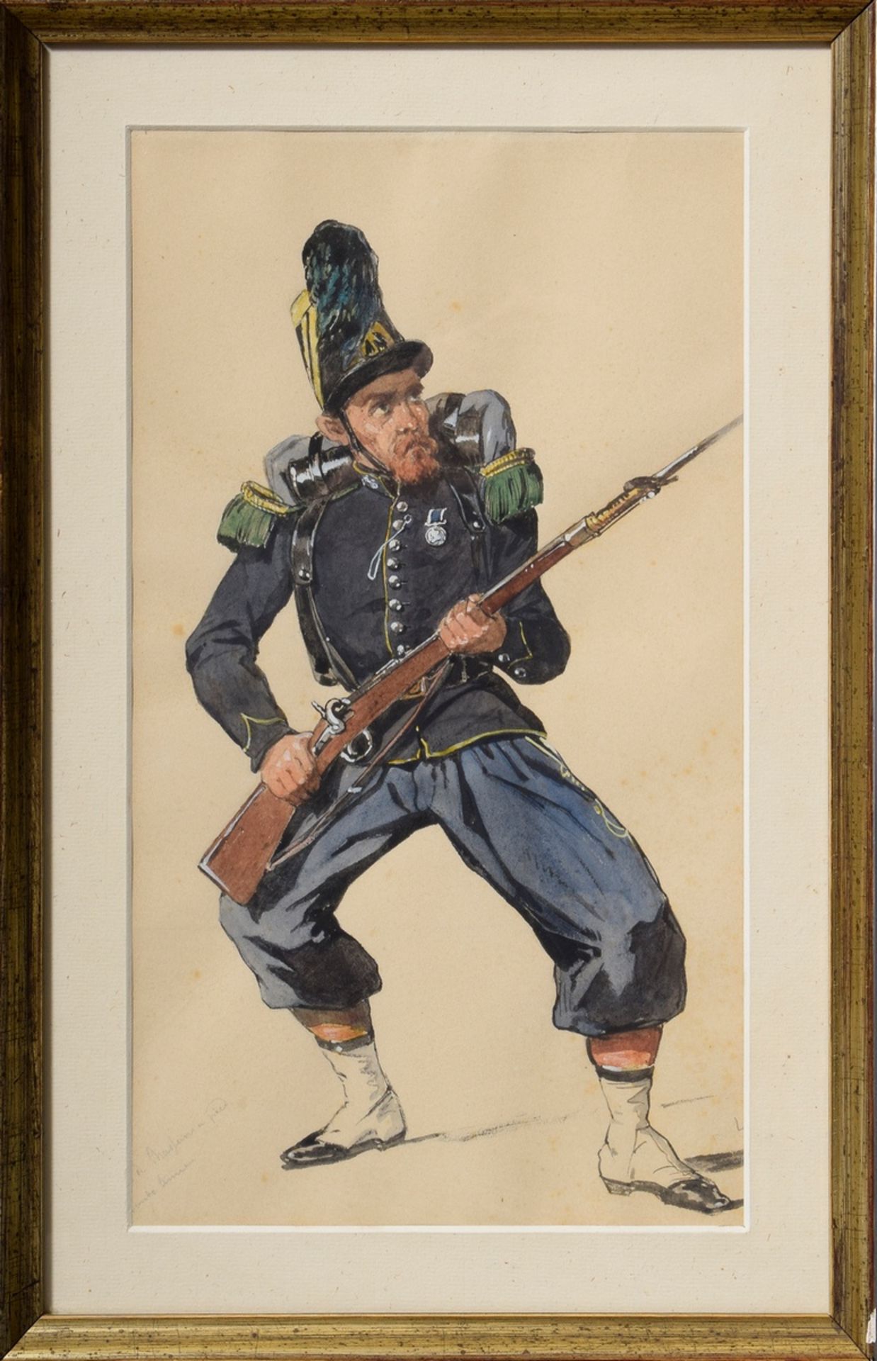 8 Chantal, Louis (1822-1899) "Napoleonische Soldaten", Bleistift/Aquarell, weiß gehöht, u. monogr.  - Bild 15 aus 19