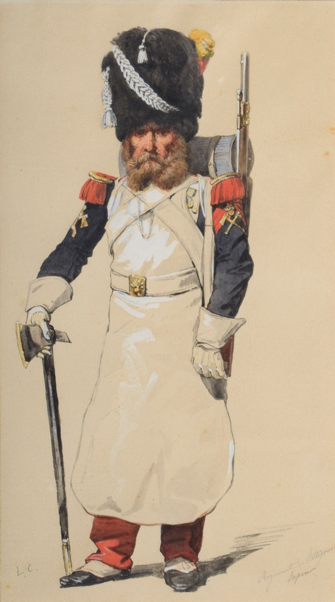 8 Chantal, Louis (1822-1899) "Napoleonische Soldaten", Bleistift/Aquarell, weiß gehöht, u. monogr.  - Bild 11 aus 19