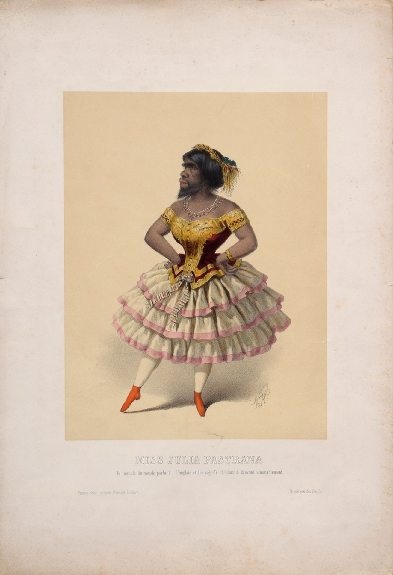 Katzler, Vincenz (1823-1882) "Miss Julia Pastrana", um 1860, Farblithographie, u.r. im Stein sign.,