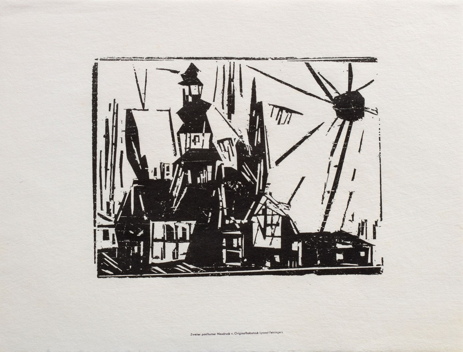 Feininger, Lyonel (1871-1956) "Troistedt" 1919, Holzschnitt, in Passepartout montiert, Griffelkunst