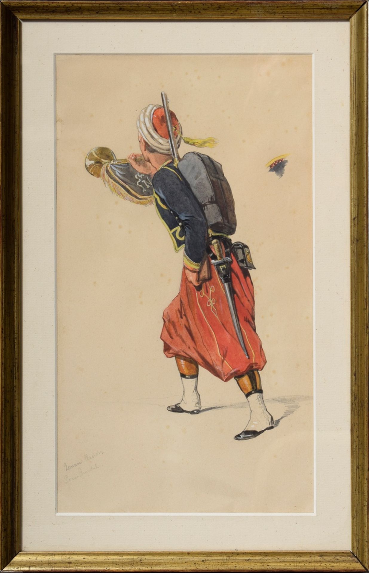 4 Chantal, Louis (1822-1899) "Napoleonische Soldaten (Zouaven)", Bleistift/Aquarell, weiß gehöht, j - Bild 9 aus 11