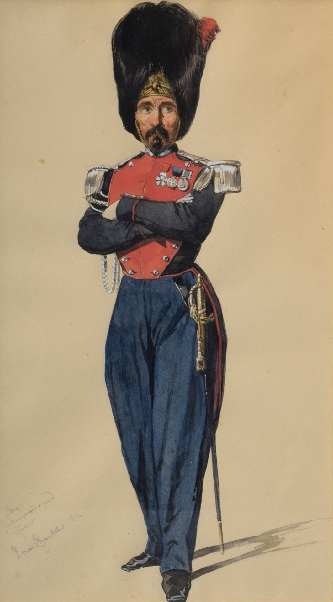 8 Chantal, Louis (1822-1899) "Napoleonische Soldaten", Bleistift/Aquarell, weiß gehöht, u. monogr.  - Bild 5 aus 19