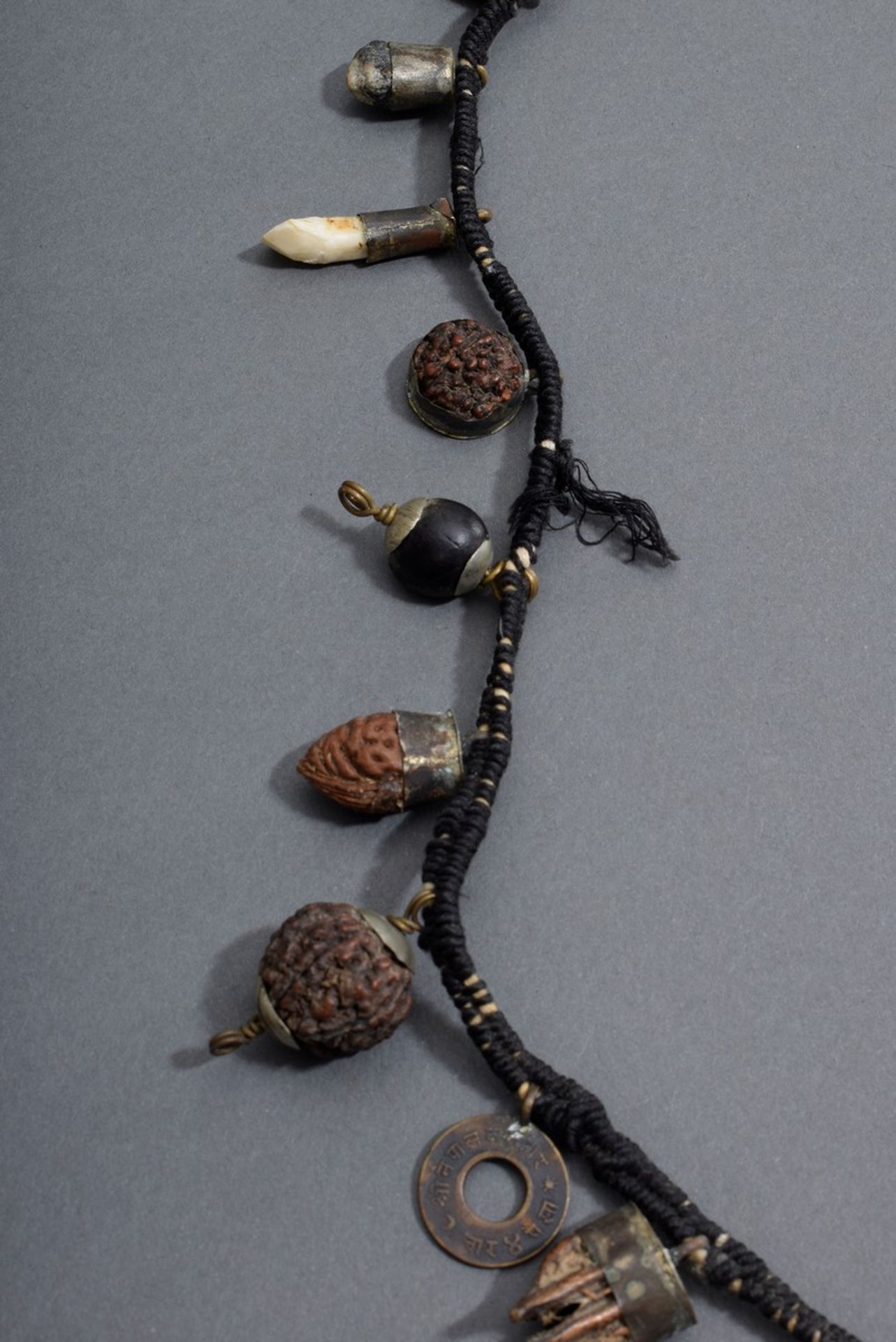 2 various Fraisen chains with different individual amulets made of bones, kernels, shells, minerals - Image 5 of 5