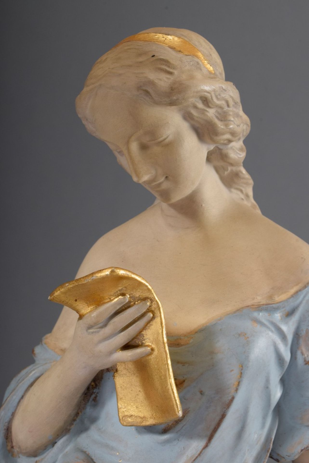 Paar polychrom staffierte Keramik Figuren "Musen" als Lampen montiert, nach Henri Lepind, Frankreic - Bild 10 aus 11