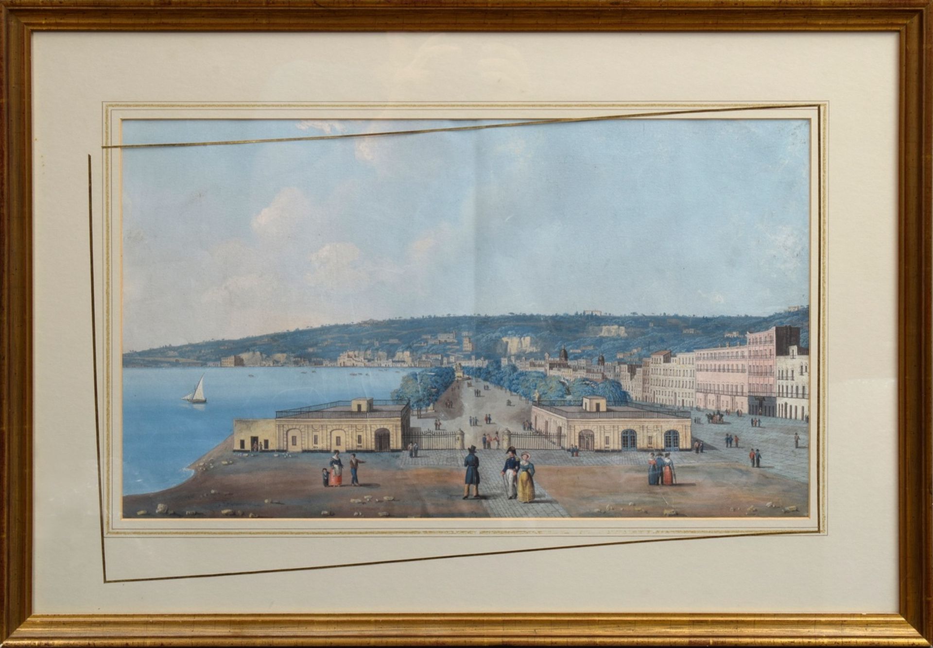Italienischer Künstler des 18. Jh. "Villa Reale in Neapel" um 1790, Gouache/Papier, 33x56cm (m.R. 5 - Bild 2 aus 3