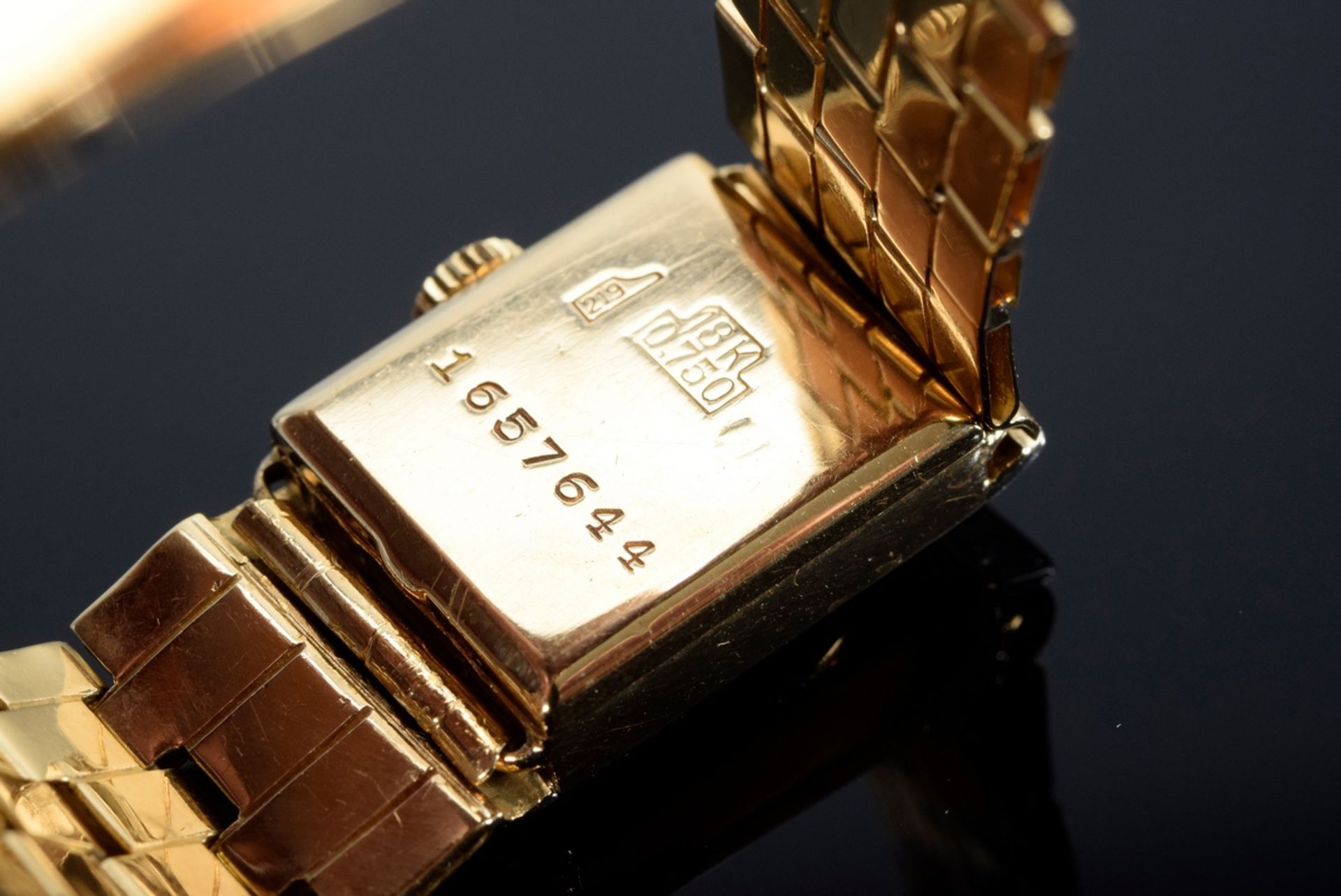 GG 750 Armbanduhr "Cortebert", Handaufzug, arabische Zahlen, Strichindizes, mit Achtkantdiamanten ( - Bild 5 aus 6