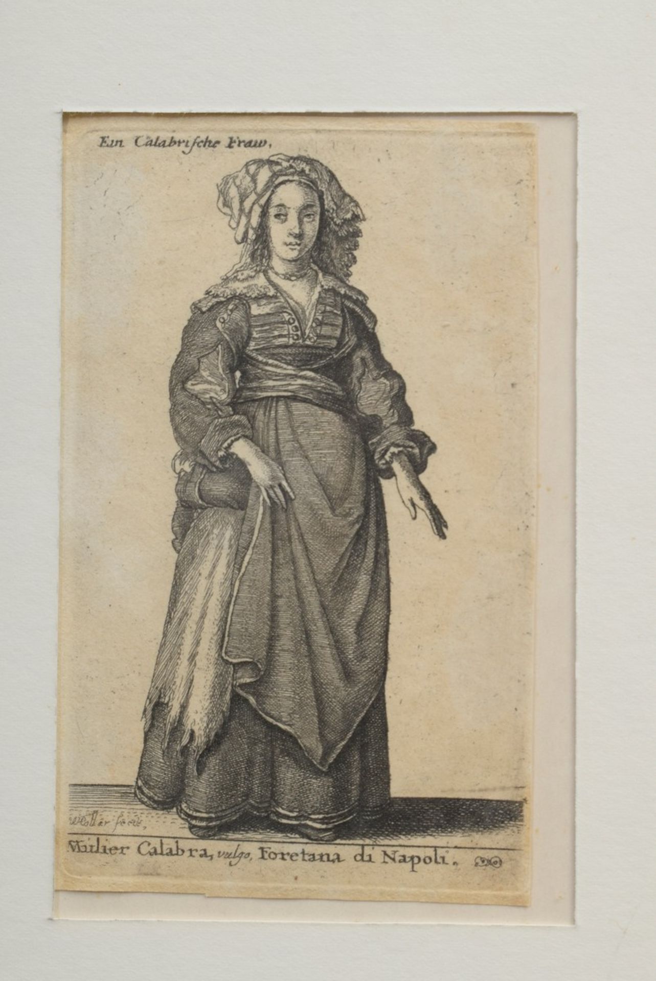 4 Hollar von Prachna, Wenzel (1607-1677), "Ladies in Costume" (Lady Butts - after Hans Holbein/ mat - Image 5 of 5
