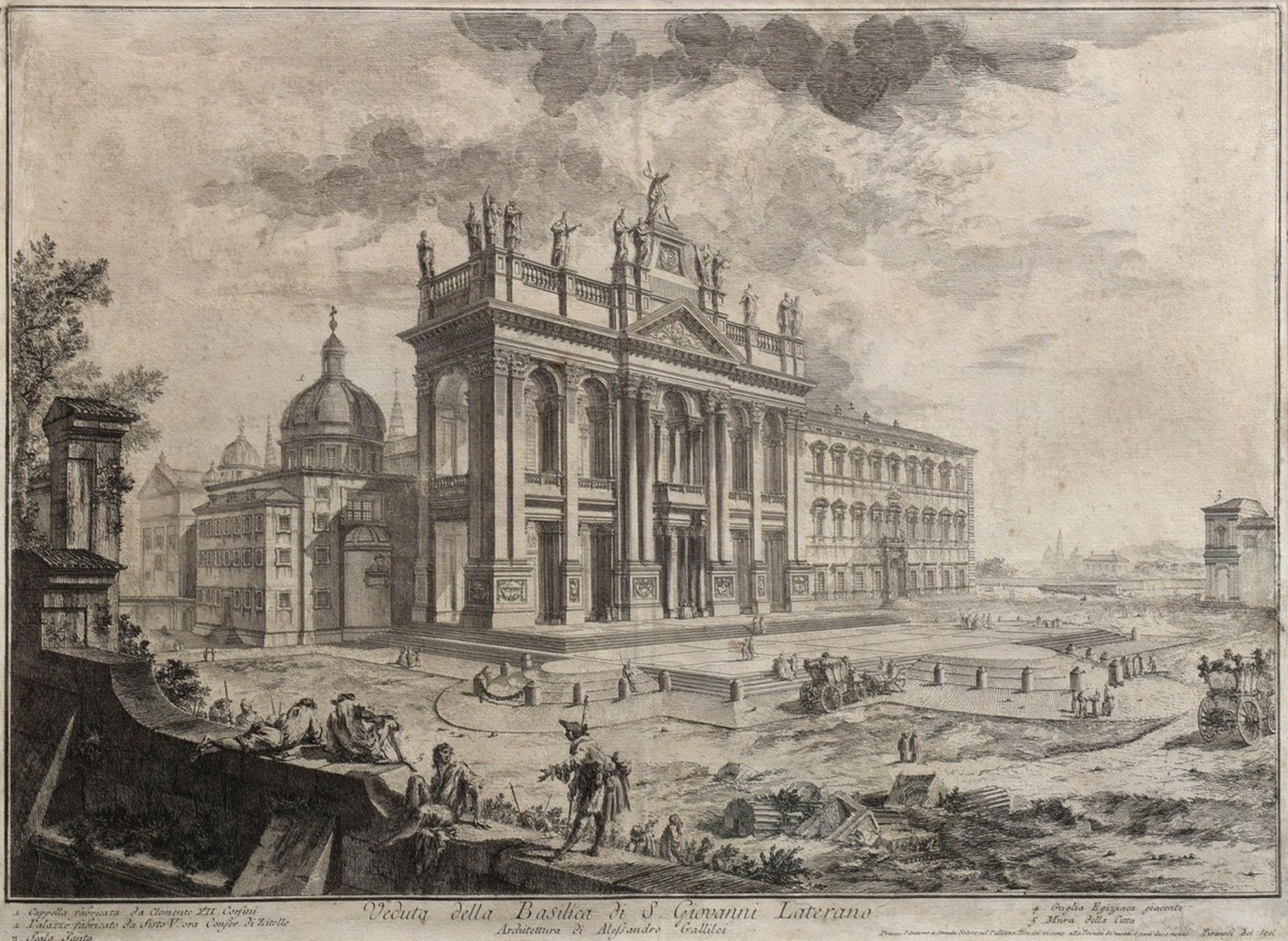 Piranesi, Giovanni Battista (1720-1778) "Veduta della Basilica di S. Giovanni Laterano", Radierung,