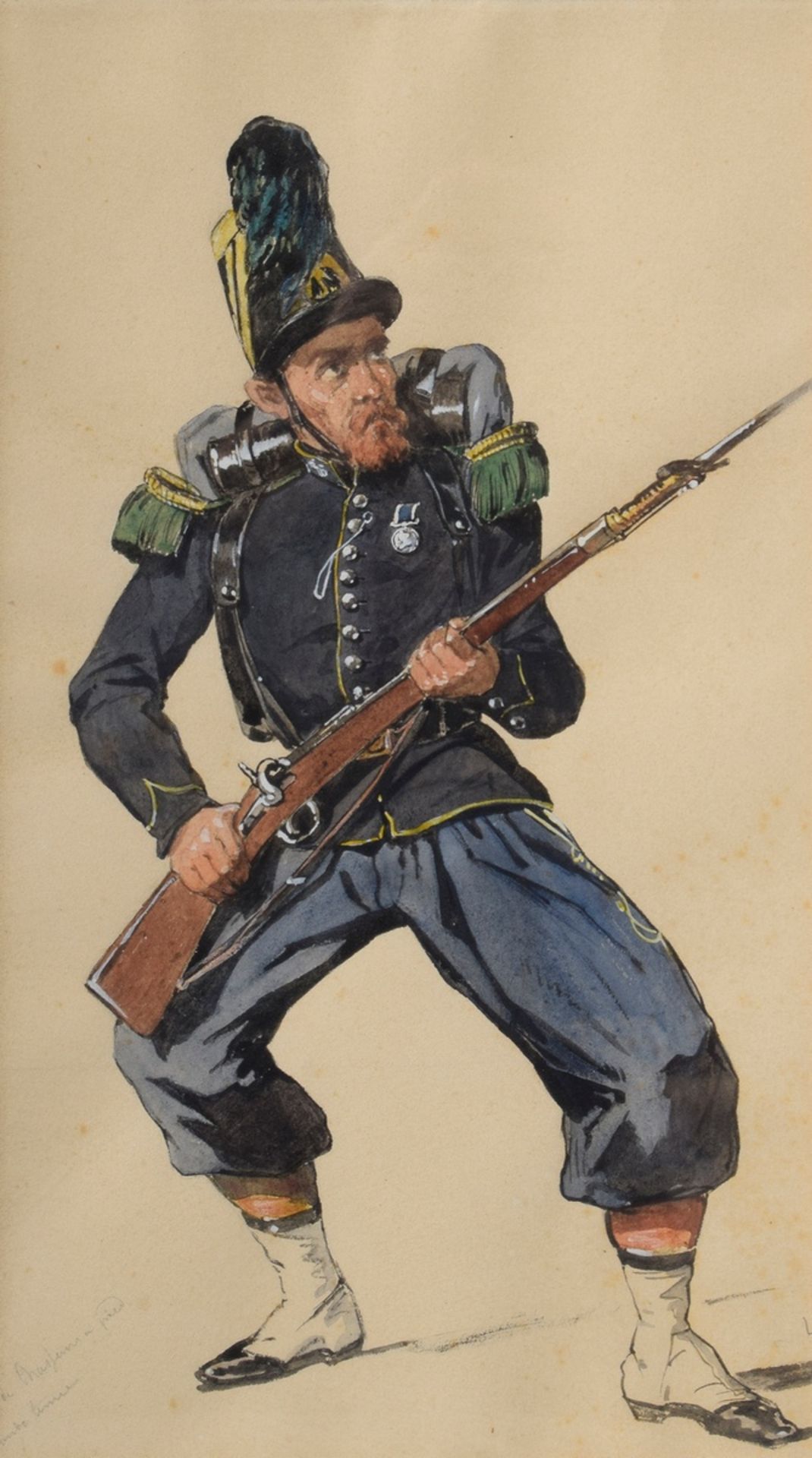 8 Chantal, Louis (1822-1899) "Napoleonische Soldaten", Bleistift/Aquarell, weiß gehöht, u. monogr.  - Bild 7 aus 19