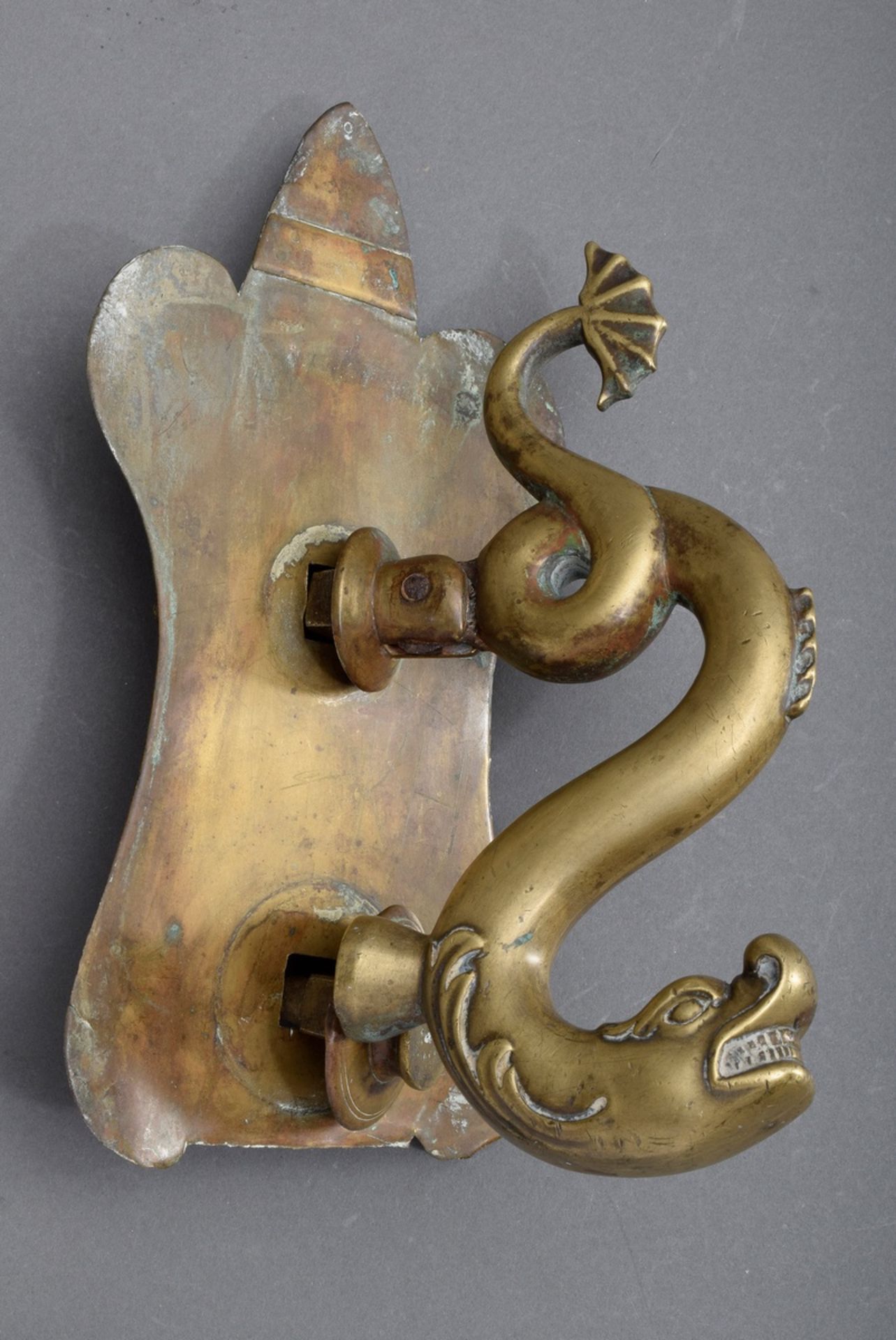 Antiker Bronze Türklopfer "Meerestier", 25x13x12,5cm, restauriert, leichte Gebrauchsspuren - Bild 3 aus 4