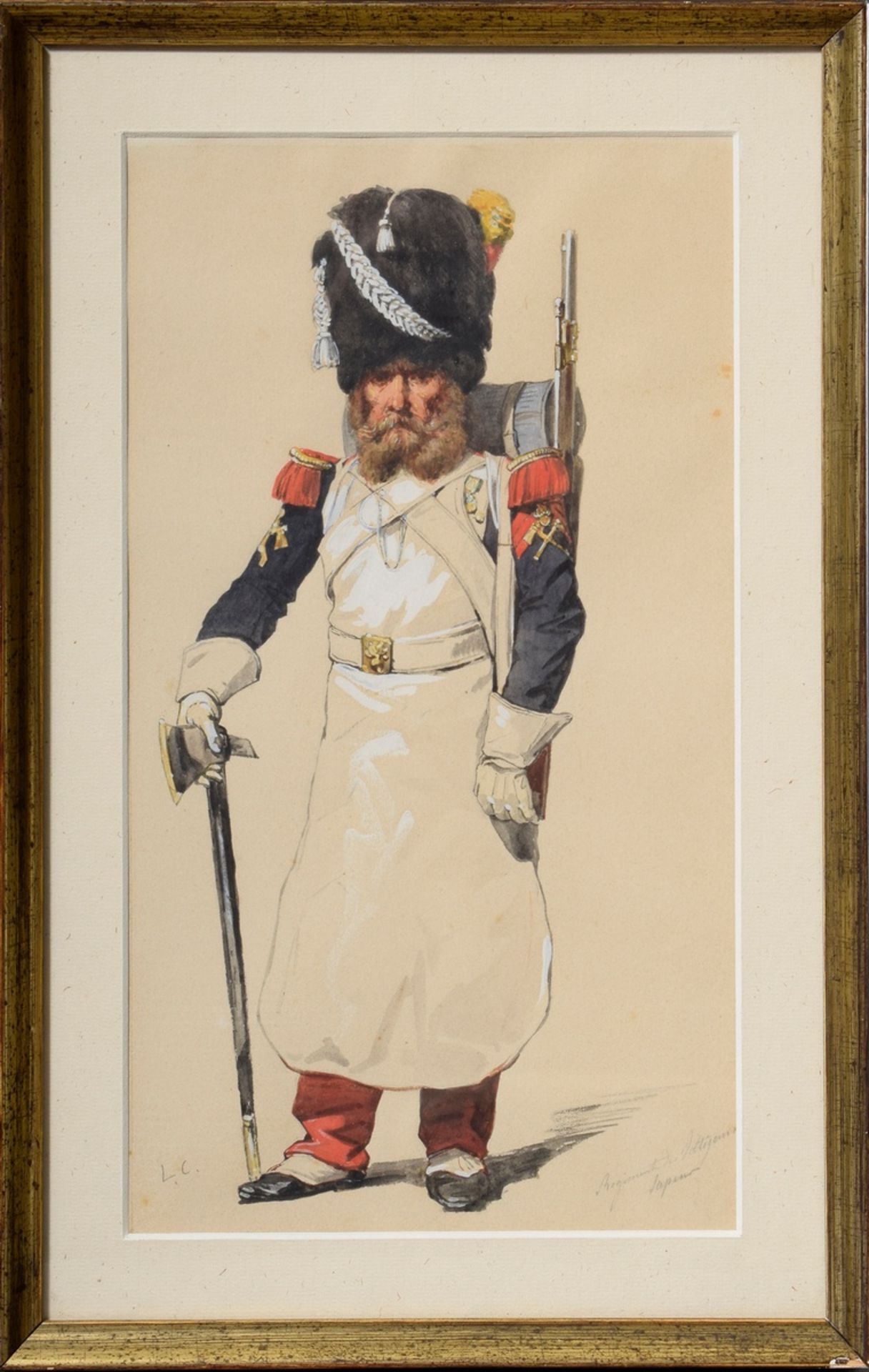 8 Chantal, Louis (1822-1899) "Napoleonische Soldaten", Bleistift/Aquarell, weiß gehöht, u. monogr.  - Bild 19 aus 19