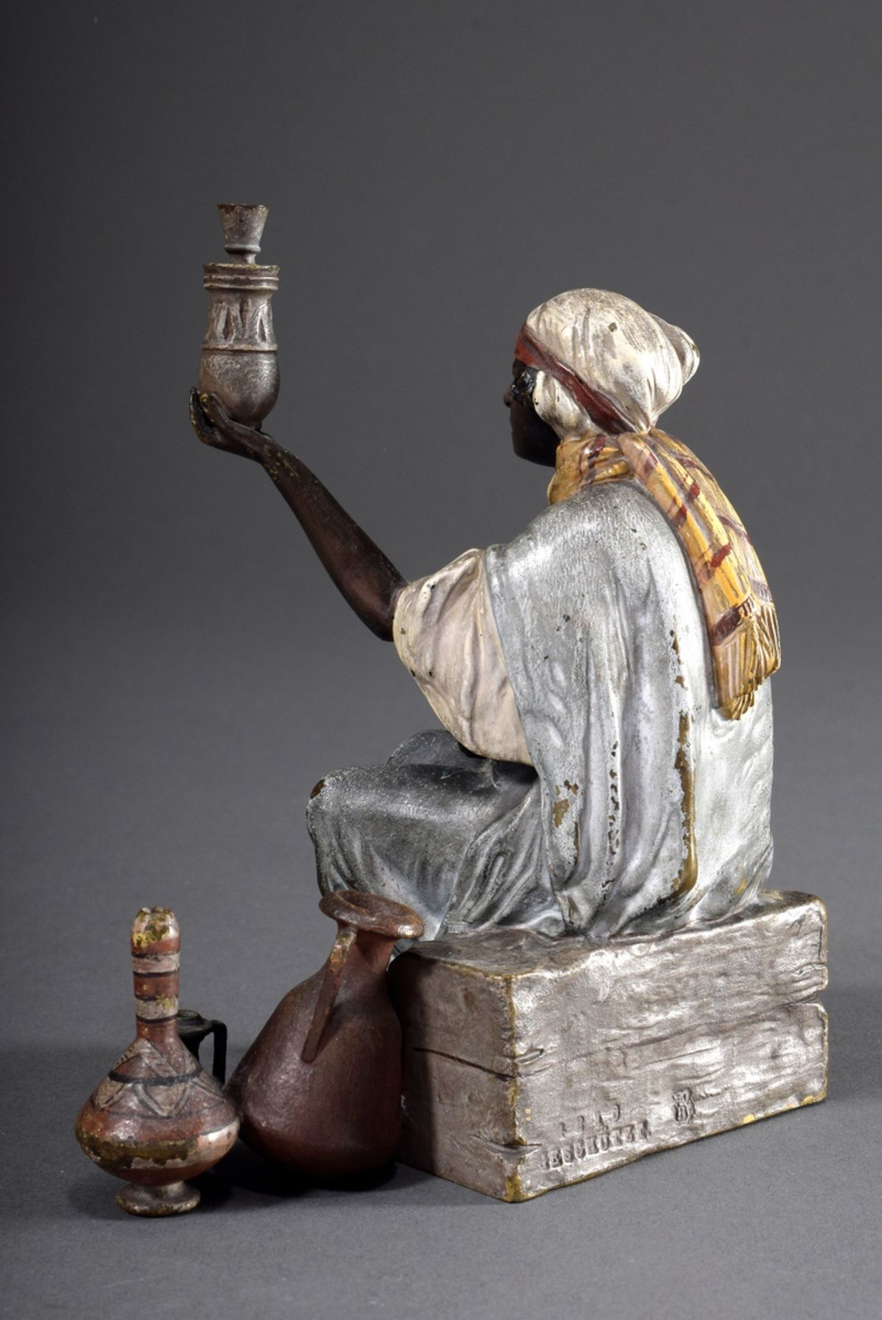Wiener Bronze "Nordafrikanische Händlerin", farbig bemalt, mit Bergmann Stempel und Nummerierung "4 - Bild 2 aus 6