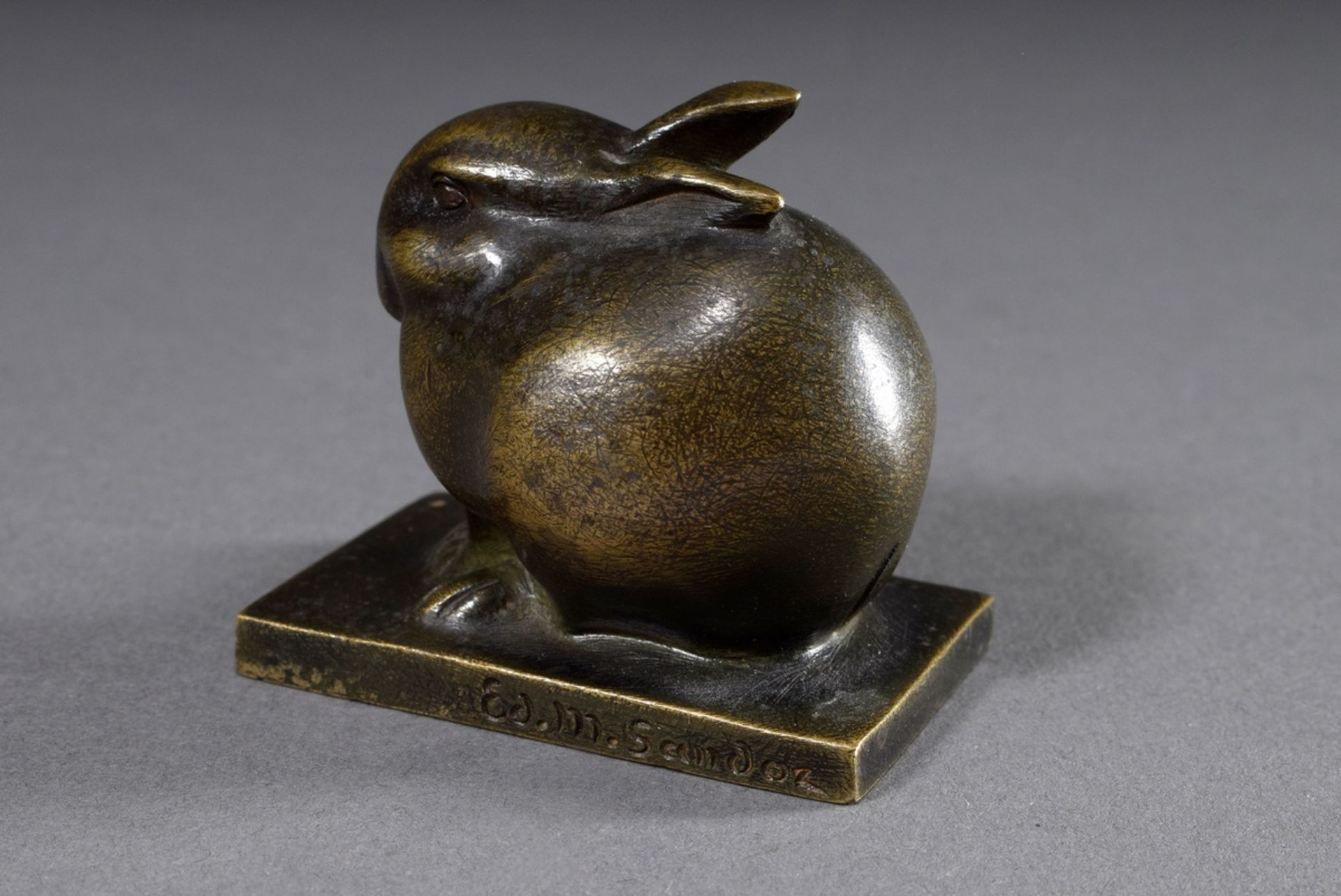 Sandoz, Marcel Eduard (1881-1971) "Lapin bijou" (Hockendes Kaninchen), Bronze patiniert, seitl. sig - Bild 2 aus 3