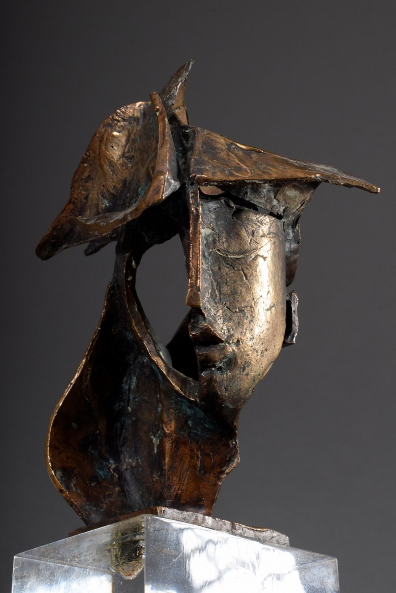 Walfard, Jean Pierre (1926-2009) "Tête", bronze on plexi base, casting: Guyot, h.23cm - Image 2 of 7