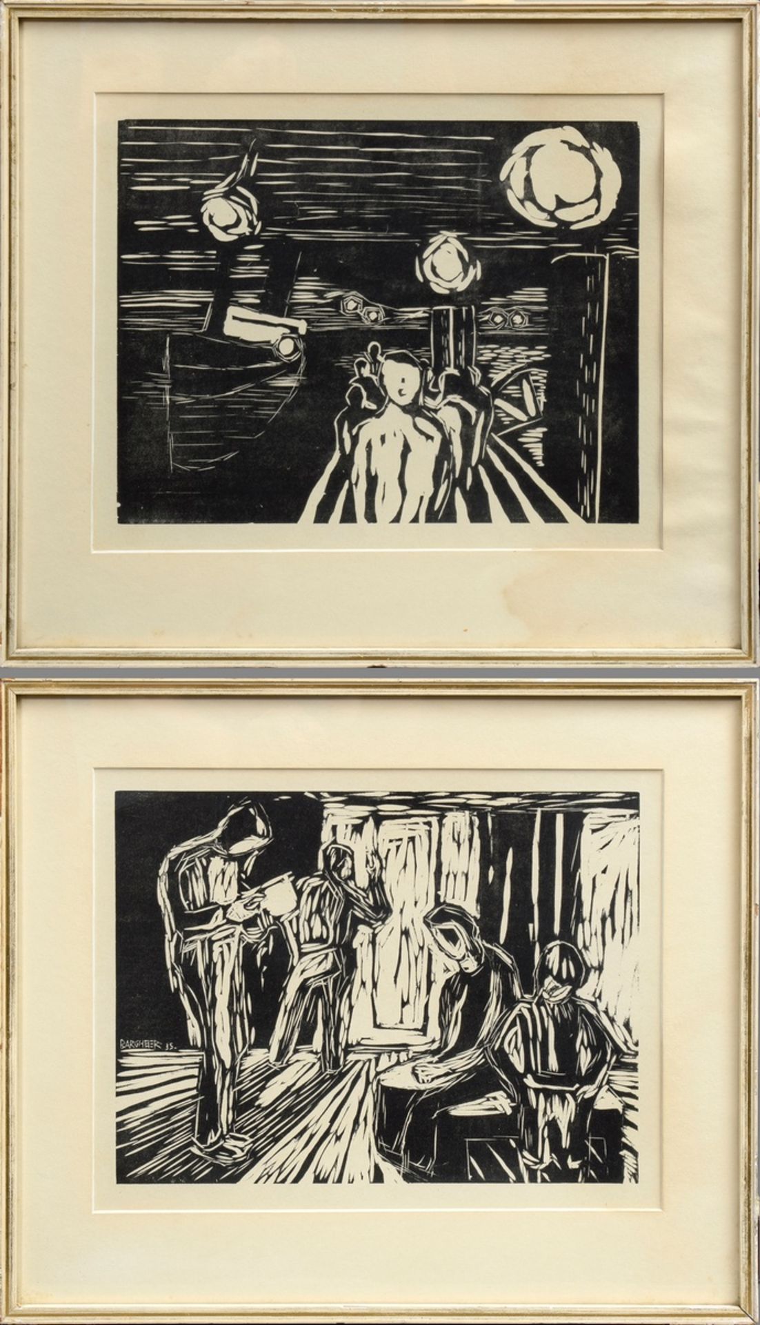 2 Bargheer, Eduard (1901-1979) „Die Familie“ und „Ankunft in der Nacht“ 1935, Holzschnitte, 1x u.l.