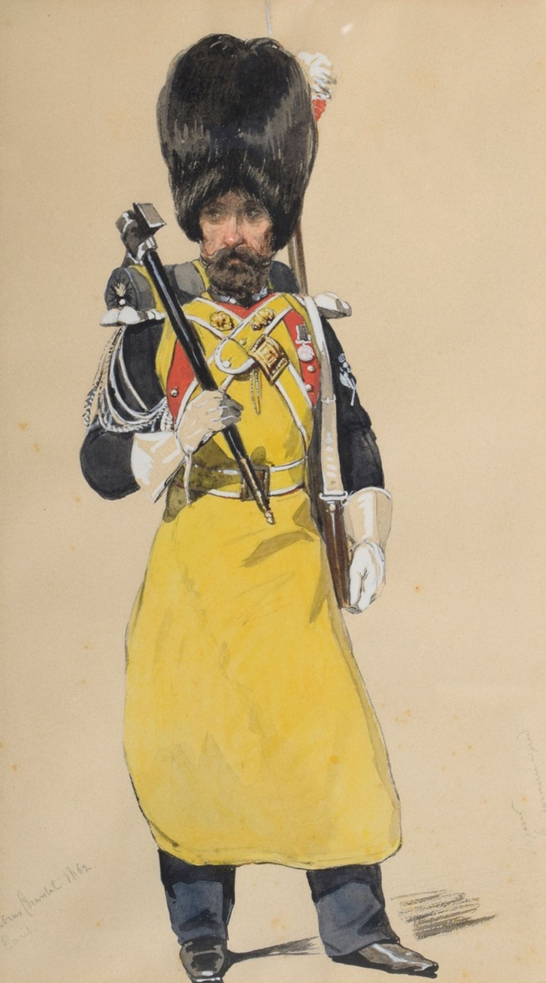 8 Chantal, Louis (1822-1899) "Napoleonische Soldaten", Bleistift/Aquarell, weiß gehöht, u. monogr.  - Bild 10 aus 19