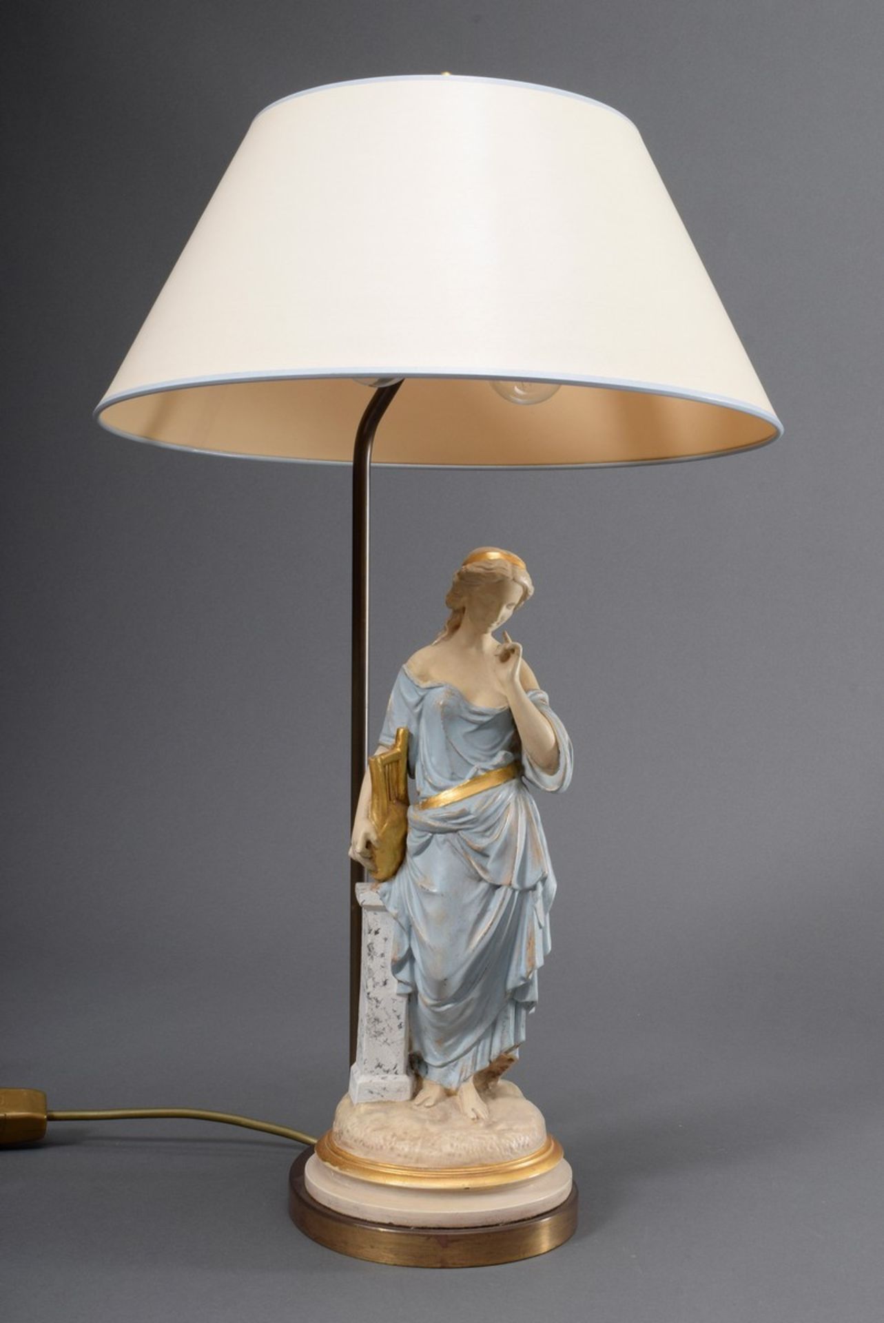 Paar polychrom staffierte Keramik Figuren "Musen" als Lampen montiert, nach Henri Lepind, Frankreic - Bild 2 aus 11