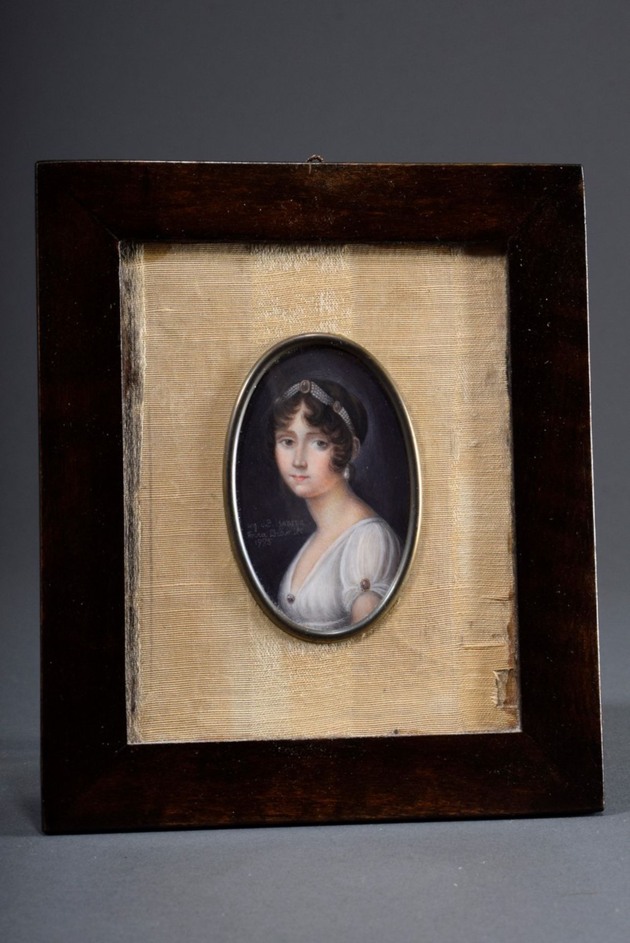 Jaxa-Chamiec, Anna (*1913-?) Miniatur "Portrait einer Empire Dame nach Jean-Baptiste Isabey (1767-1