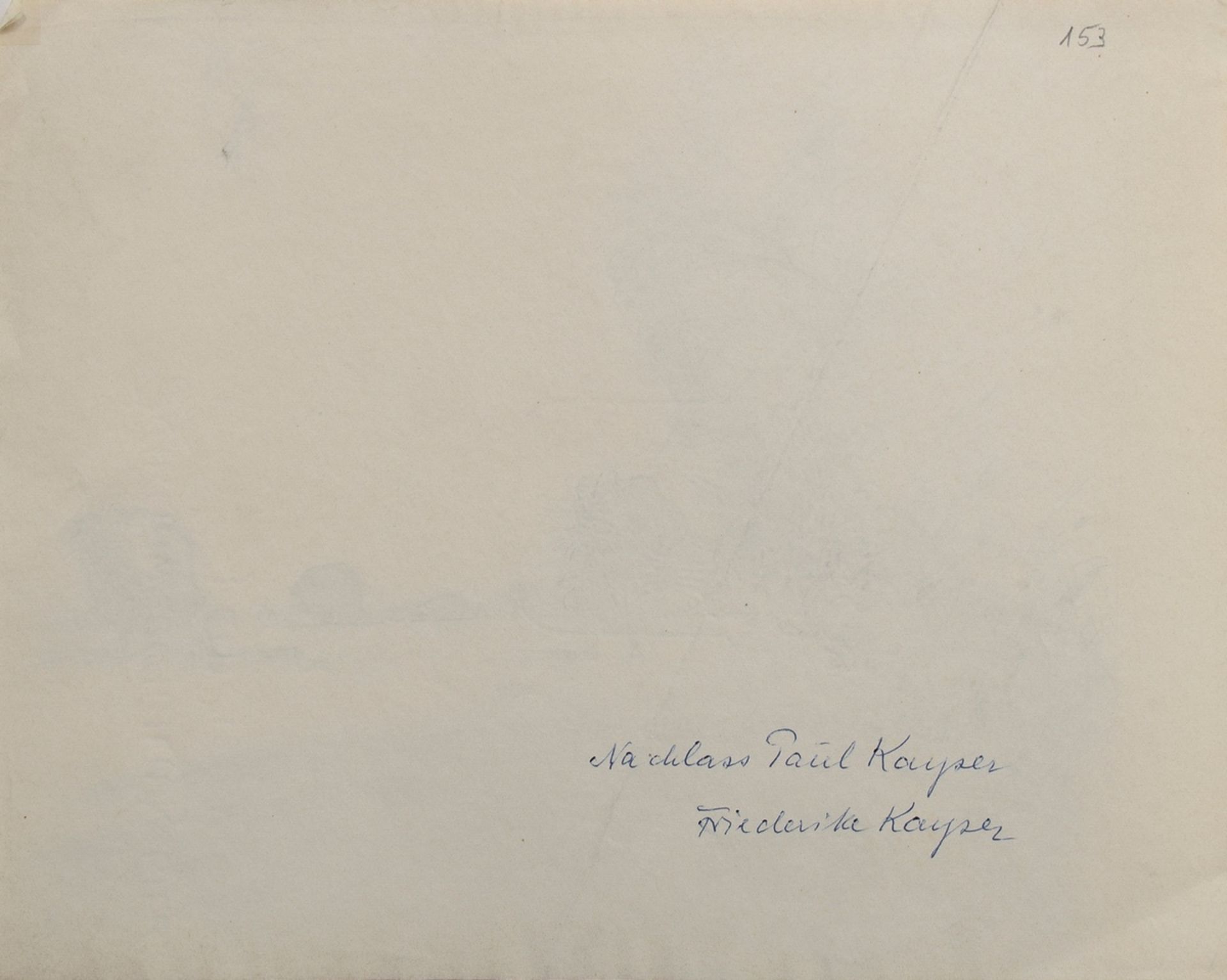 Kayser, Jean-Paul (1869-1942) "Pasture", pencil drawing, verso estate information, 21.5x27cm, sligh - Image 2 of 2