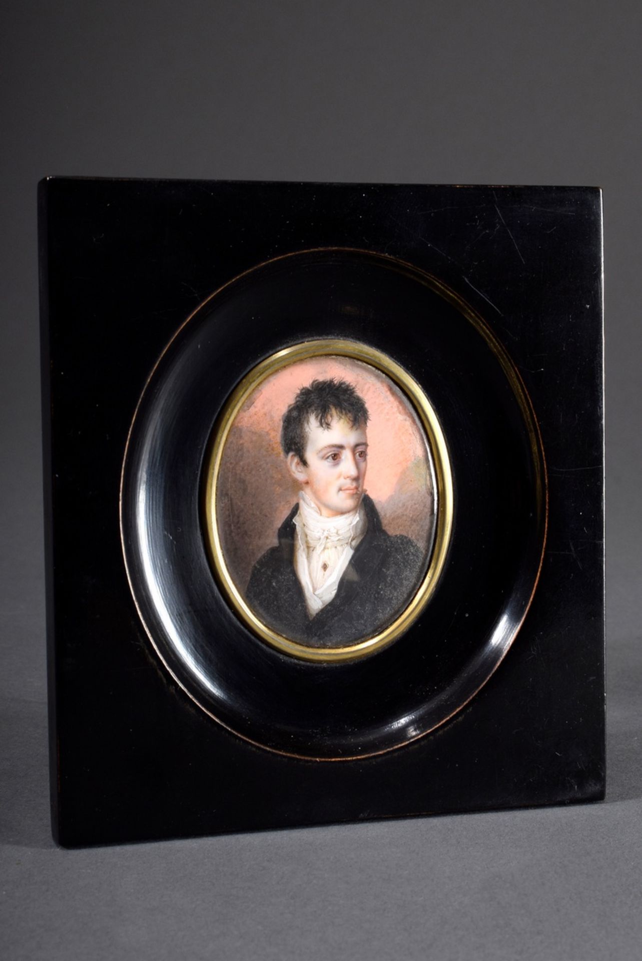 Miniatur "Portrait von Mr. Hinshclef - Adjutant beim 1. Duke of Wellington", Gouache/Elfenbein, um 