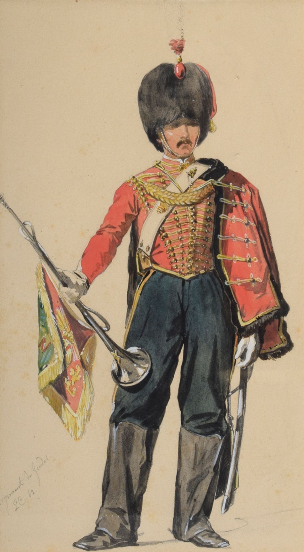 8 Chantal, Louis (1822-1899) "Napoleonische Soldaten", Bleistift/Aquarell, weiß gehöht, u. monogr.  - Bild 8 aus 19