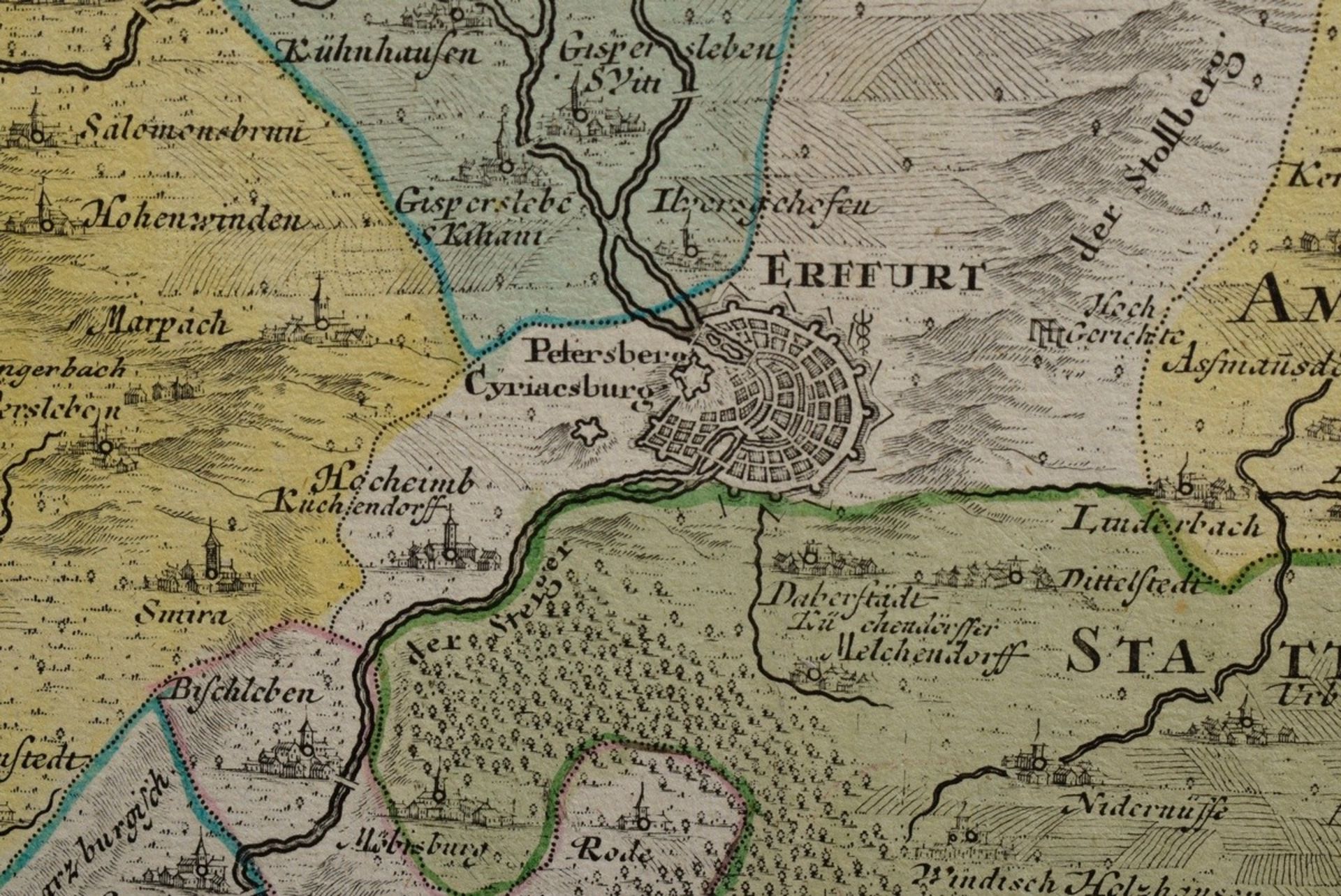 2 Diverse Deutsche Karten: Homann, Johann Baptist (1664-1724) „Nova Territorii Erfordiensis...“, um - Bild 4 aus 11