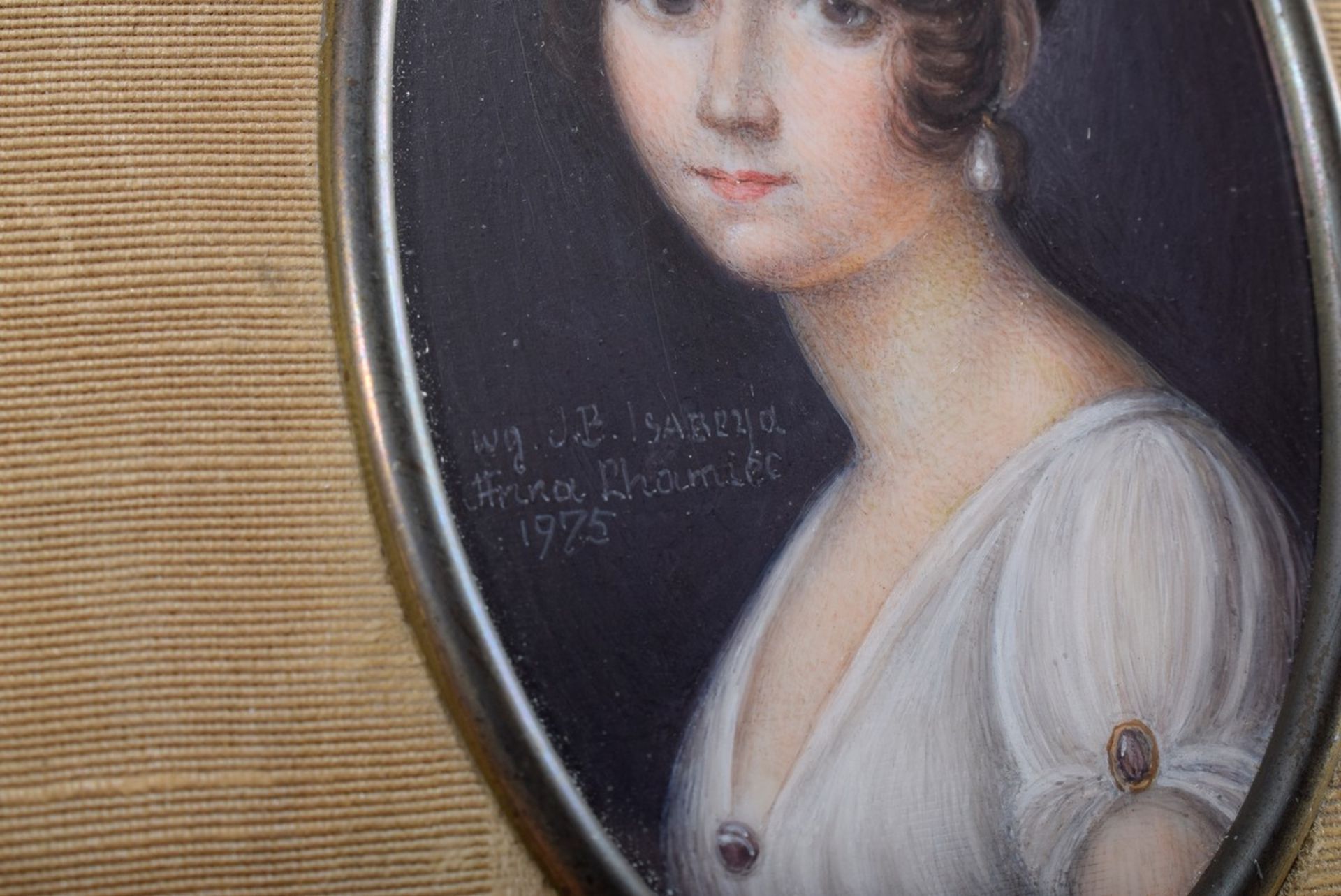 Jaxa-Chamiec, Anna (*1913-?) Miniatur "Portrait einer Empire Dame nach Jean-Baptiste Isabey (1767-1 - Bild 3 aus 4
