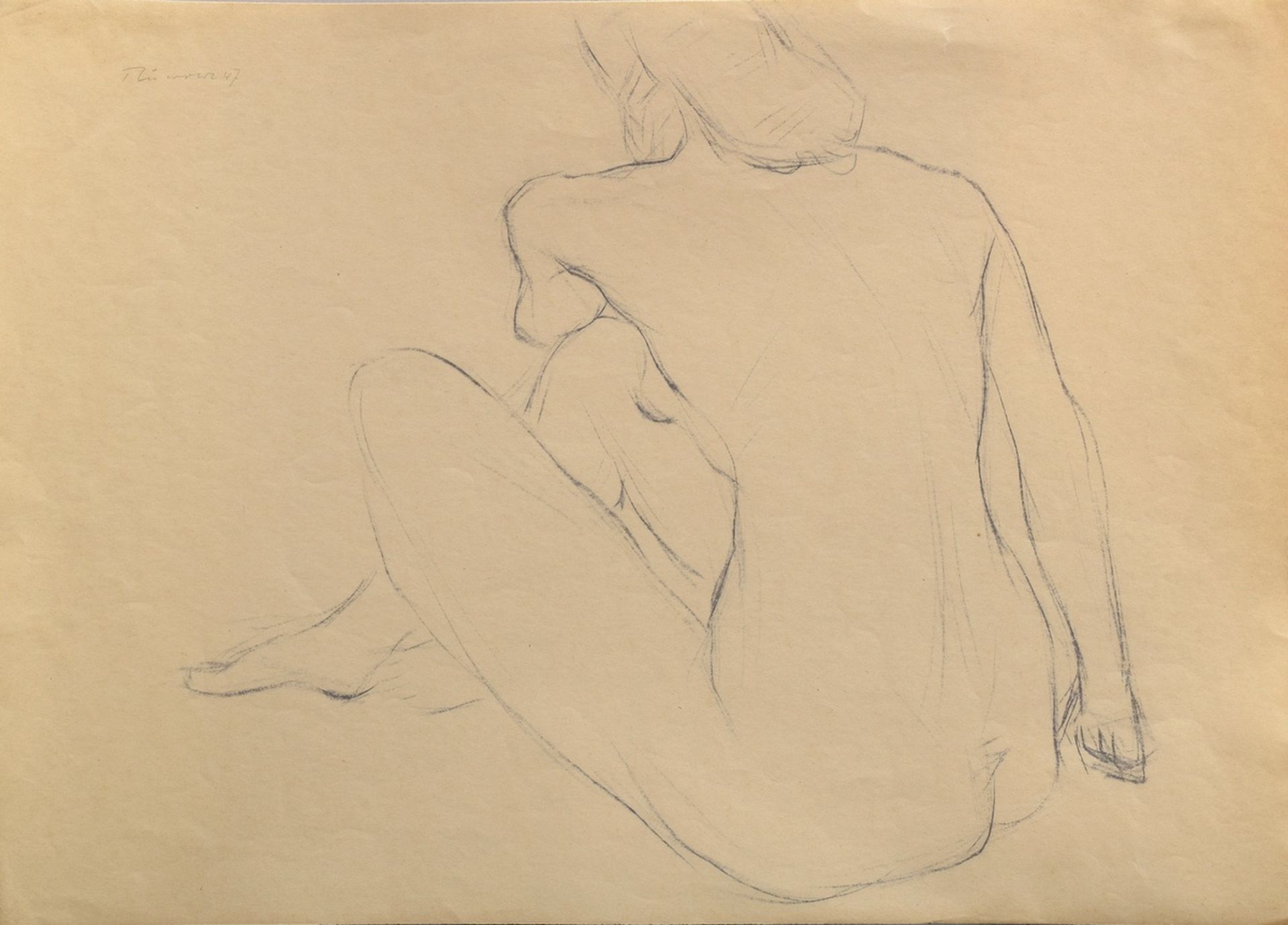 Ruwoldt, Hans Martin (1891-1969) "Akt" 1947, Kohlezeichnung, o.l. sign./dat., 37,5x50,5cm, kleine R