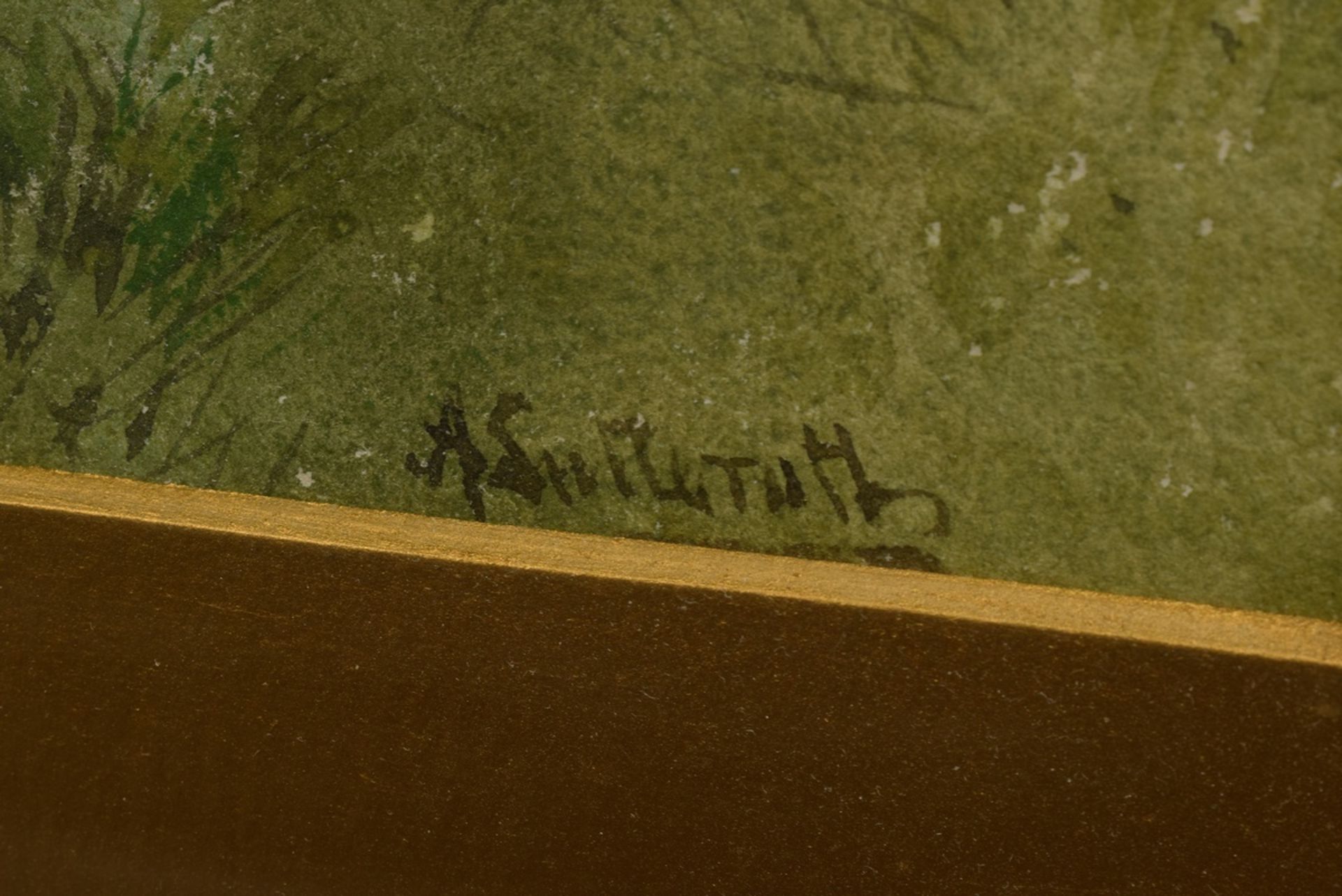 2 Lutteroth, Askan (1842-1923) „Frühlingsnebel“ und „An der Luhe“, Aquarell, u.r. sign., verso beti - Bild 3 aus 11