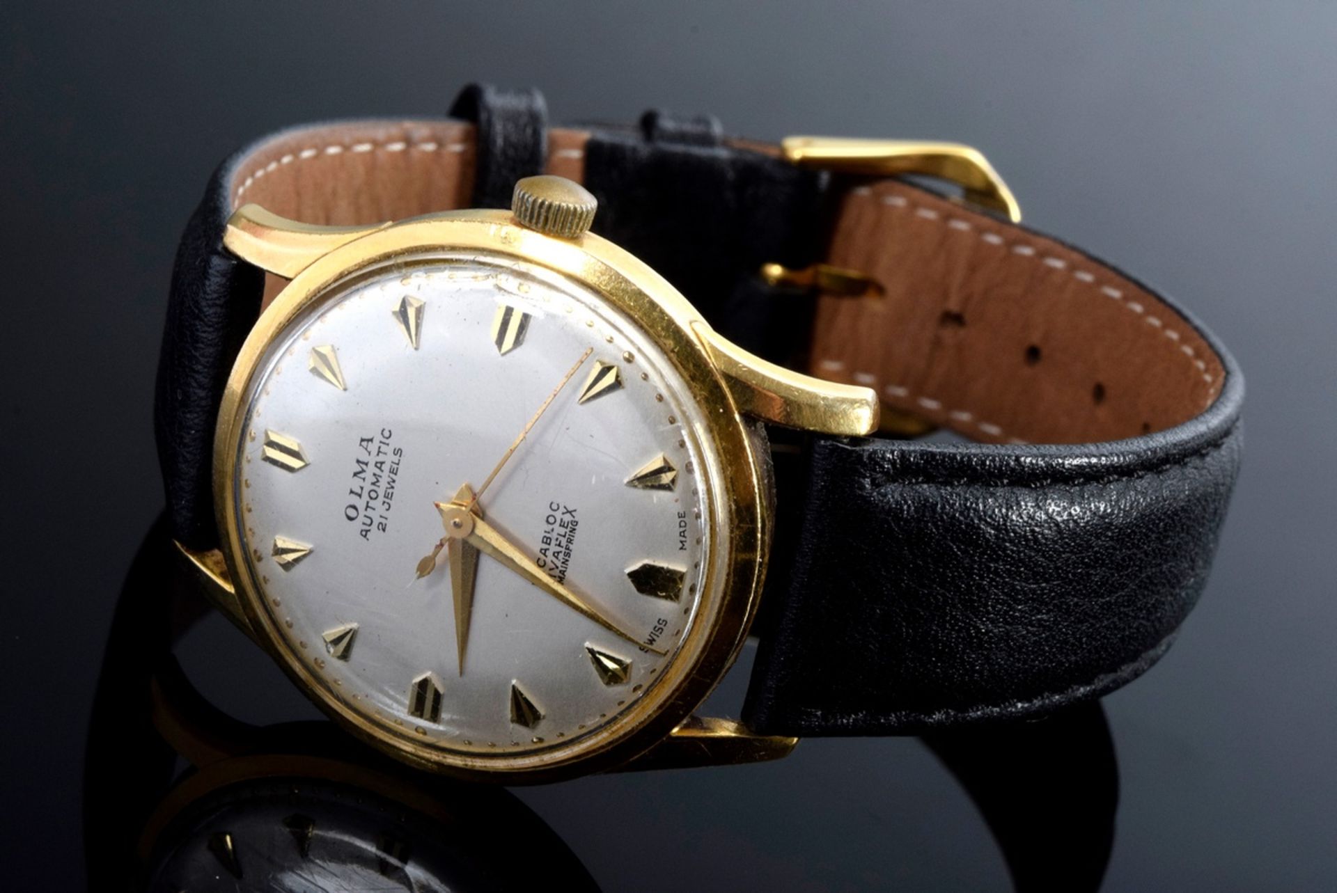 Klassisch elegante GG 750 Herrenarmbanduhr "Olma", Automatic, Mineralglas,  Strich- und Punktindize