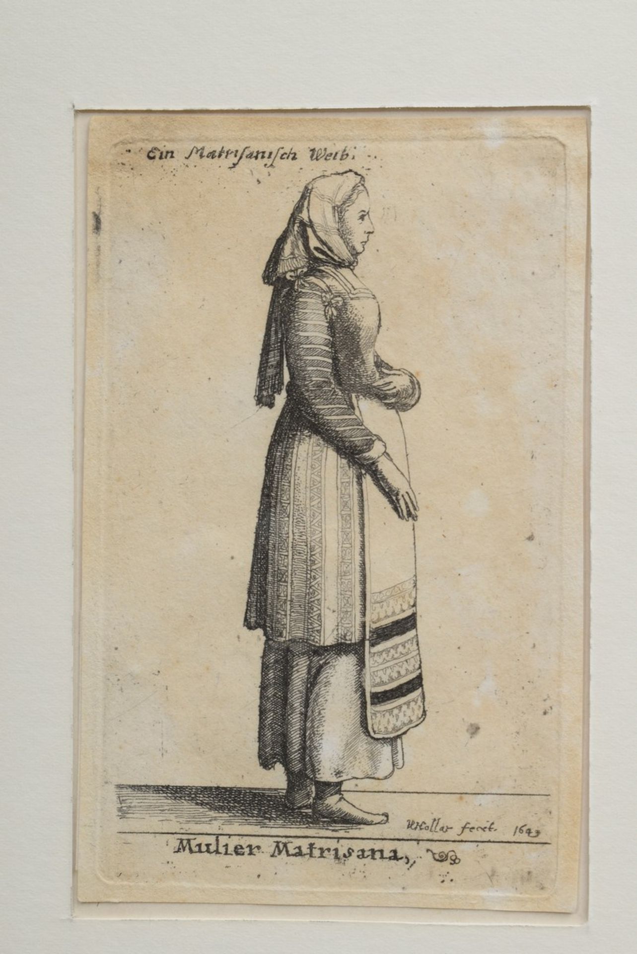 4 Hollar von Prachna, Wenzel (1607-1677), "Ladies in Costume" (Lady Butts - after Hans Holbein/ mat - Image 3 of 5