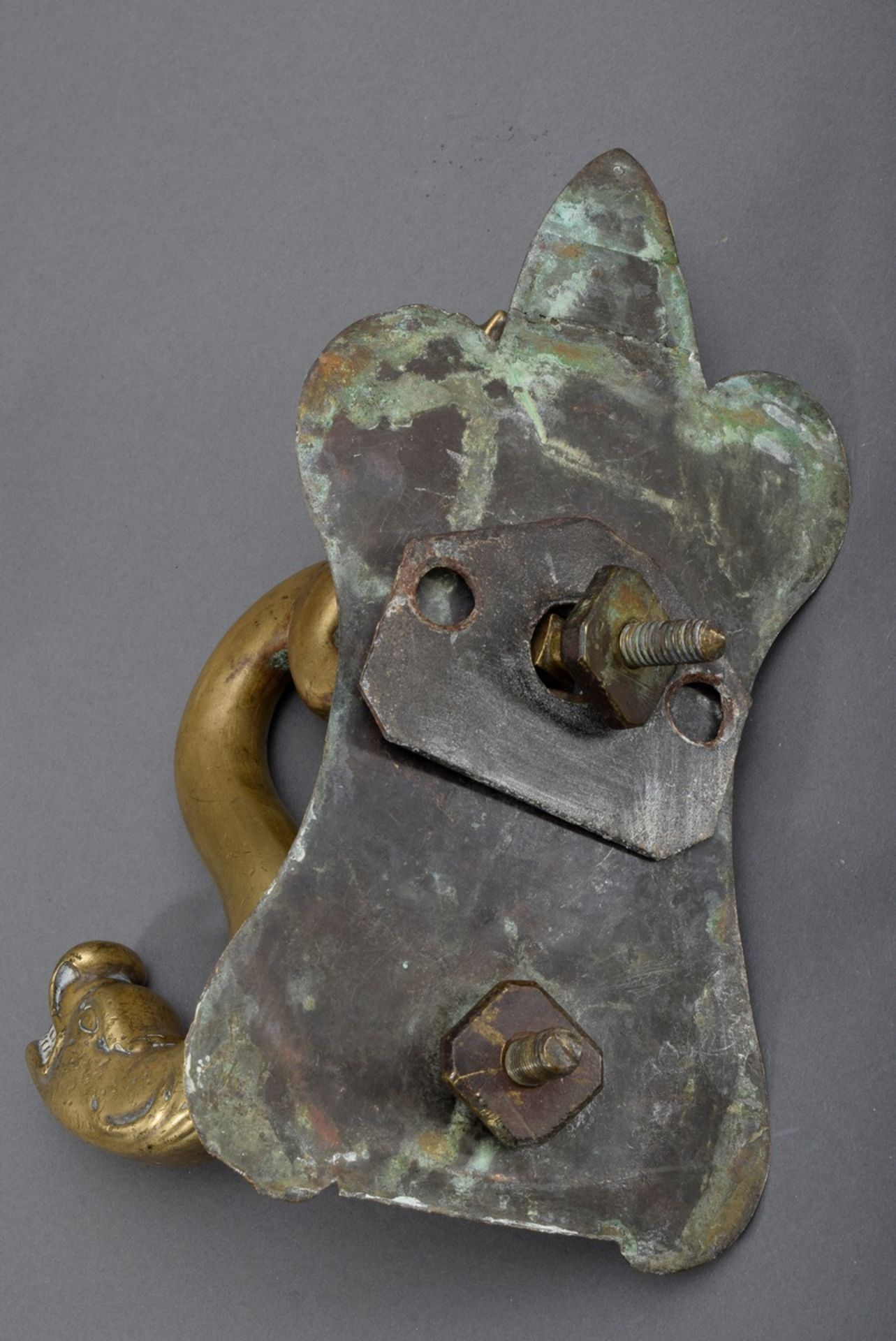 Antiker Bronze Türklopfer "Meerestier", 25x13x12,5cm, restauriert, leichte Gebrauchsspuren - Bild 2 aus 4