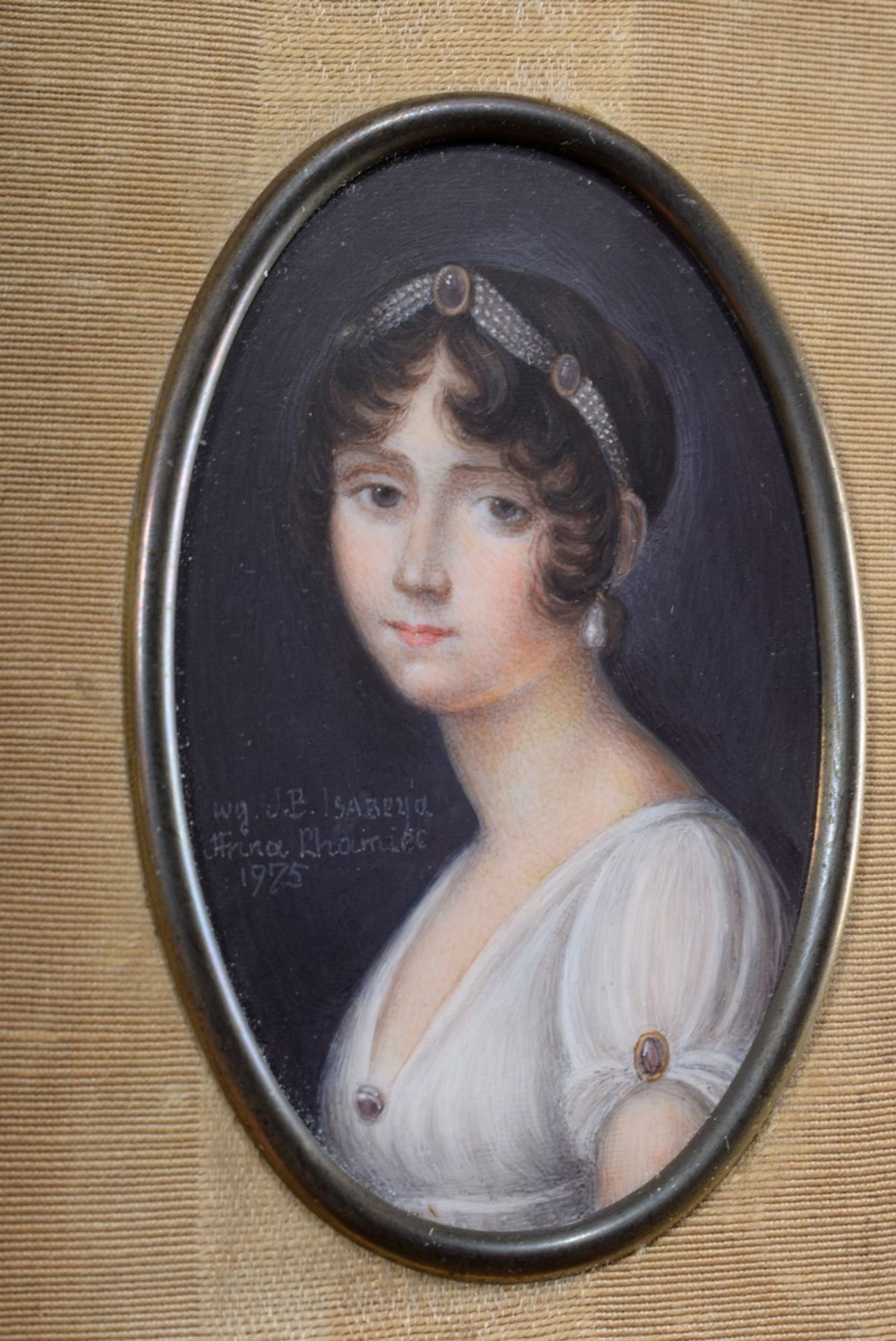 Jaxa-Chamiec, Anna (*1913-?) Miniatur "Portrait einer Empire Dame nach Jean-Baptiste Isabey (1767-1 - Bild 2 aus 4