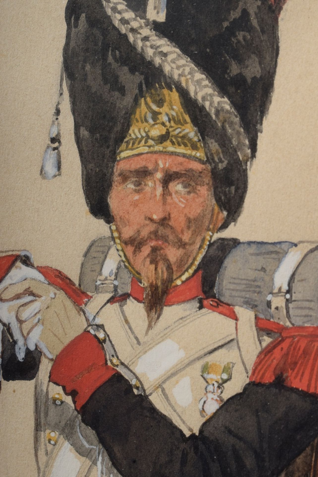 8 Chantal, Louis (1822-1899) "Napoleonische Soldaten", Bleistift/Aquarell, weiß gehöht, u. monogr.  - Bild 4 aus 19