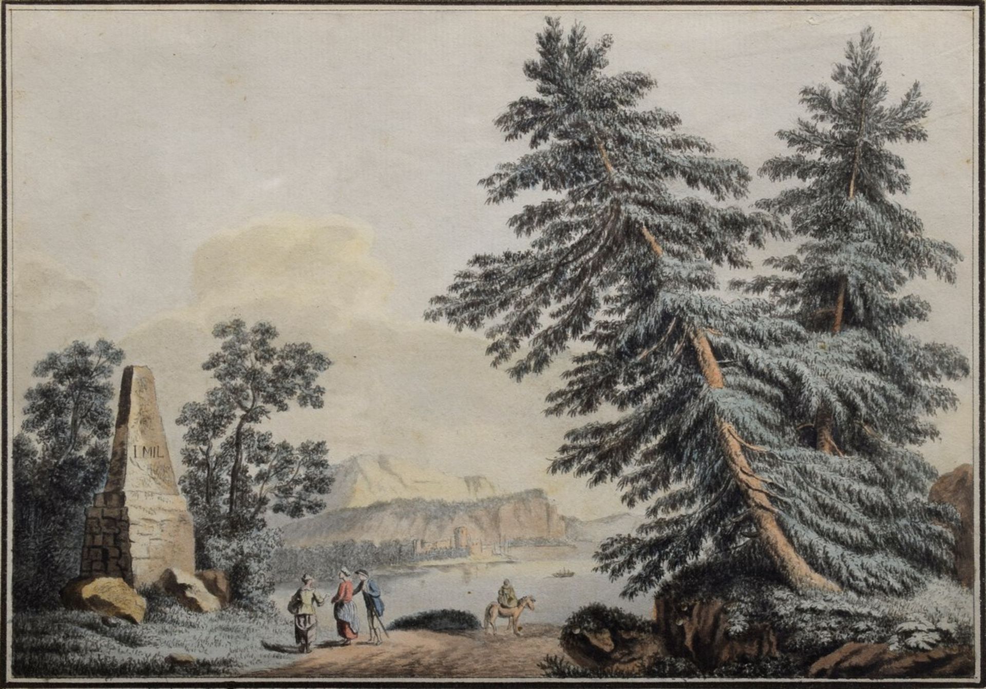 Hackert, Jakob Philipp (1737-1807) oder Umkreis „Küsten-Ansicht Rügen“, Zeichnung/Aquarell, 14x20cm