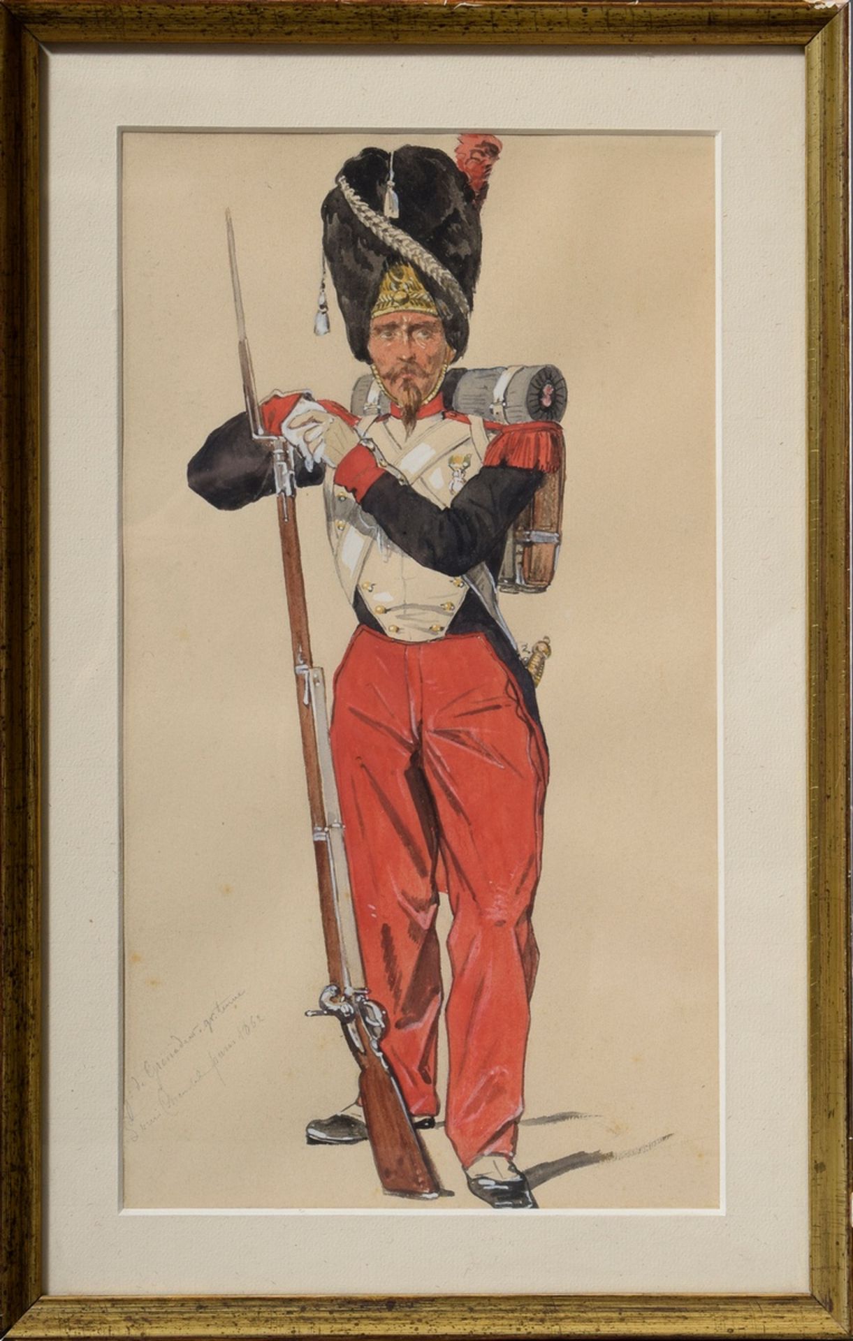 8 Chantal, Louis (1822-1899) "Napoleonische Soldaten", Bleistift/Aquarell, weiß gehöht, u. monogr.  - Bild 12 aus 19