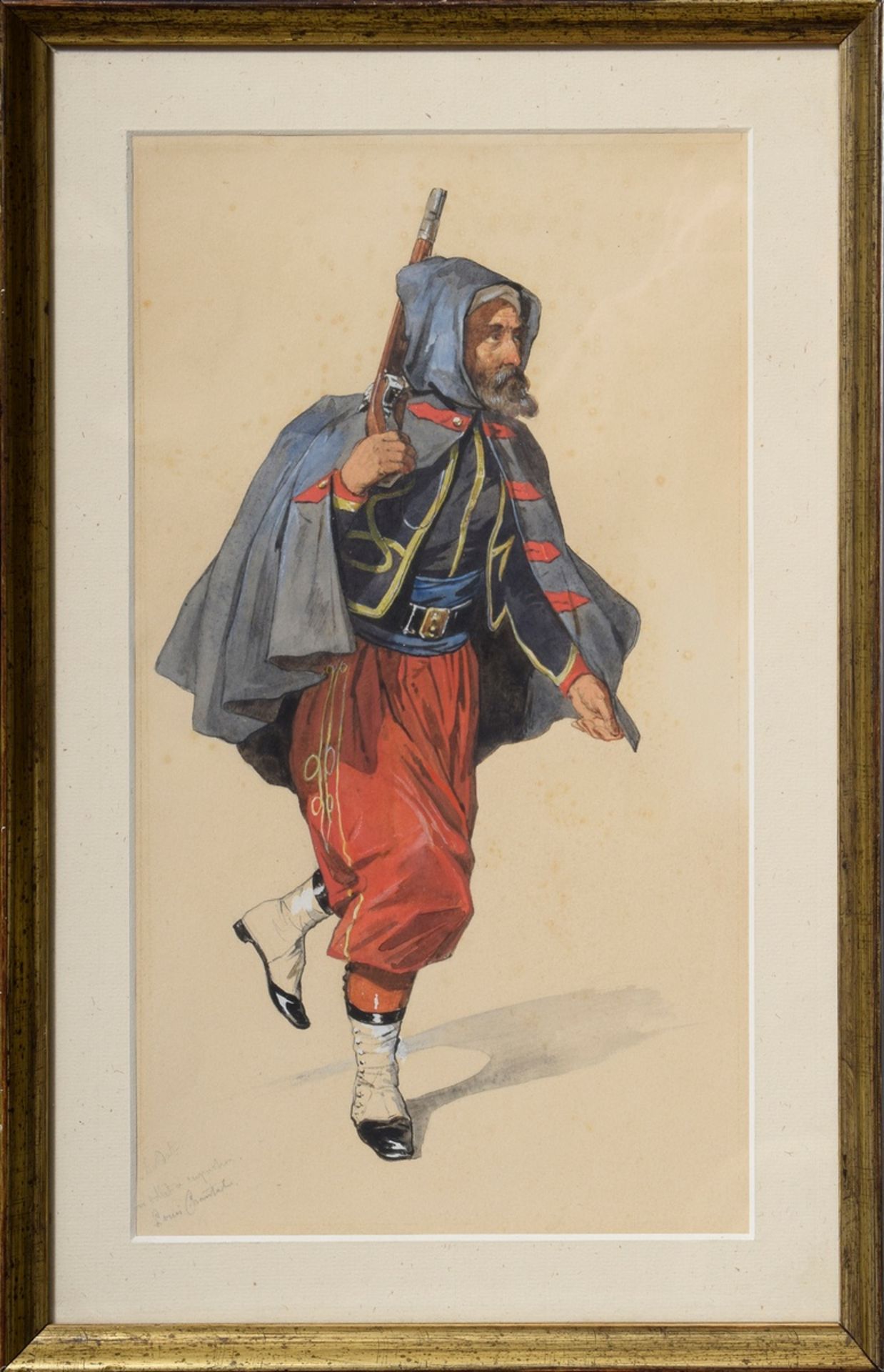 4 Chantal, Louis (1822-1899) "Napoleonische Soldaten (Zouaven)", Bleistift/Aquarell, weiß gehöht, j - Bild 10 aus 11