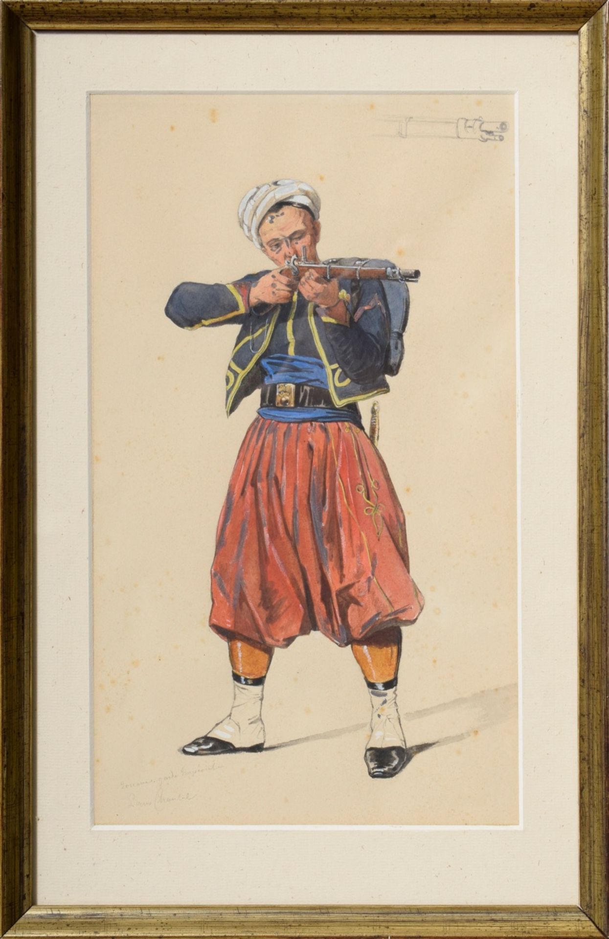 4 Chantal, Louis (1822-1899) "Napoleonische Soldaten (Zouaven)", Bleistift/Aquarell, weiß gehöht, j - Bild 8 aus 11