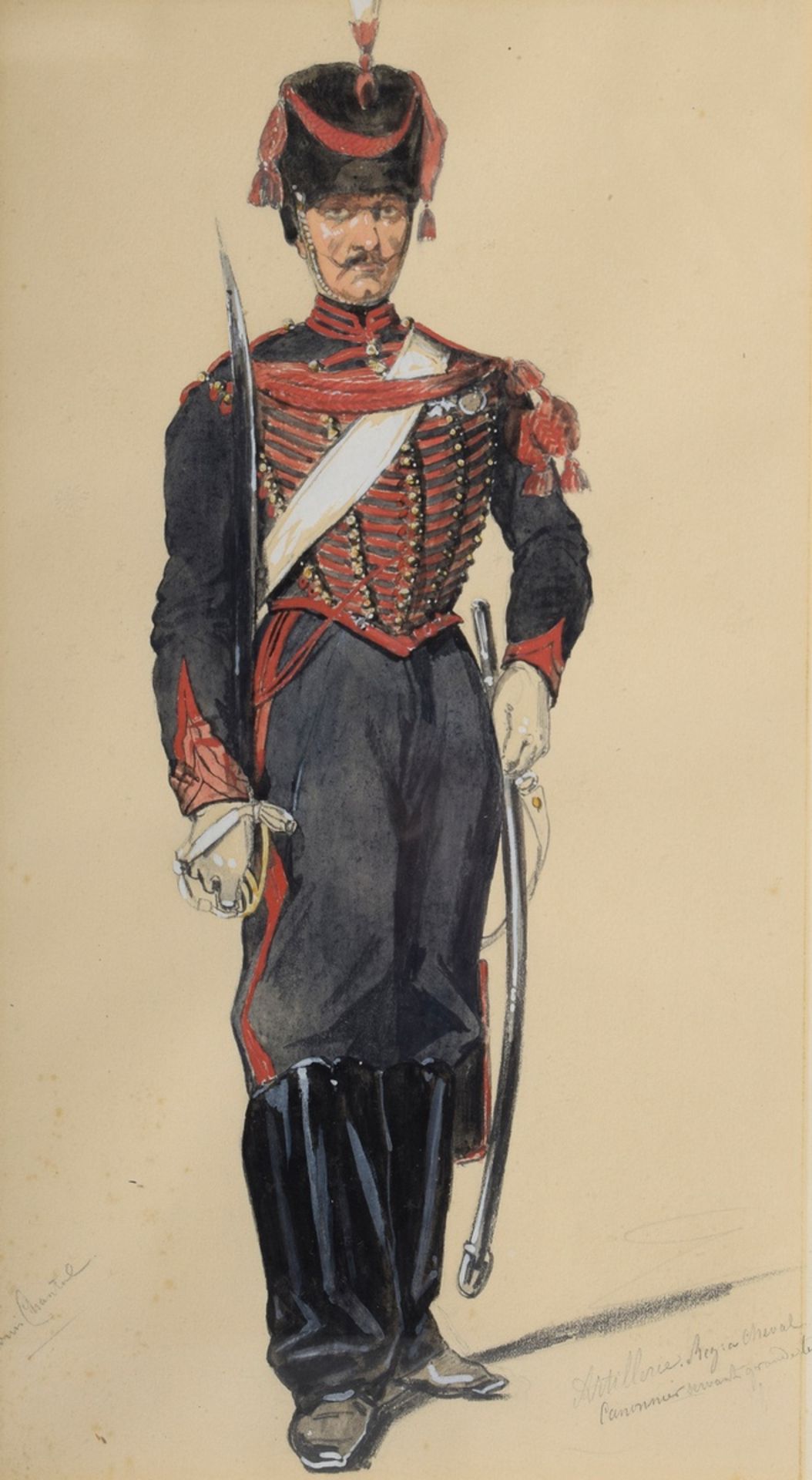 8 Chantal, Louis (1822-1899) "Napoleonische Soldaten", Bleistift/Aquarell, weiß gehöht, u. monogr.  - Bild 9 aus 19